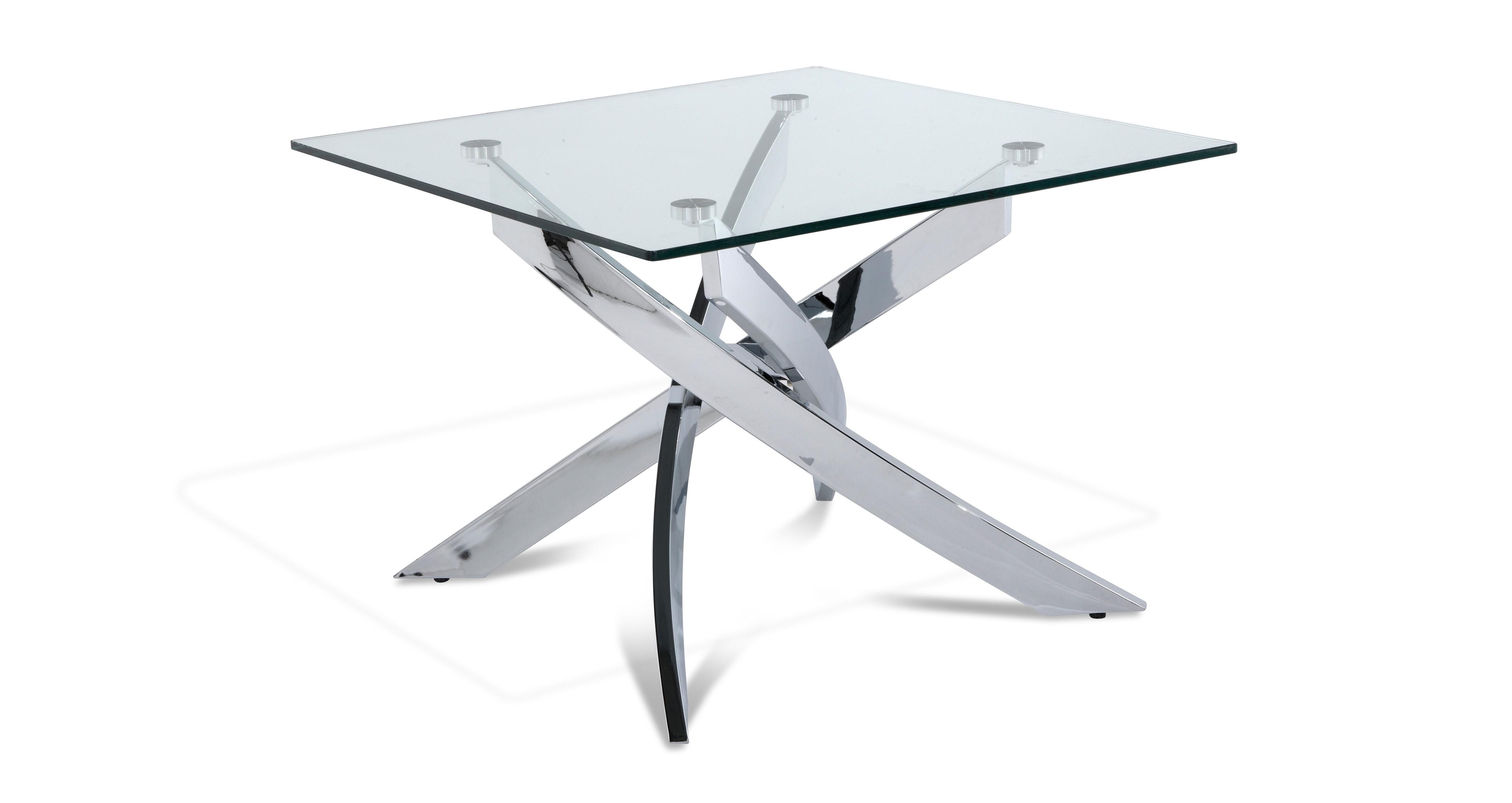 

    
Clear Glass & Chrome End Table by VIG Modrest Pyrite
