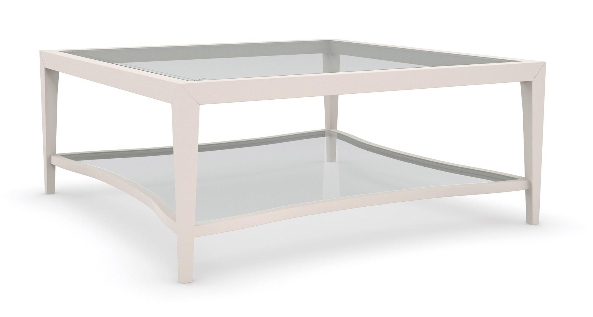 

    
Clear Glass Top & Frame in Matte Pearl Coffee Table CHARMING by Caracole
