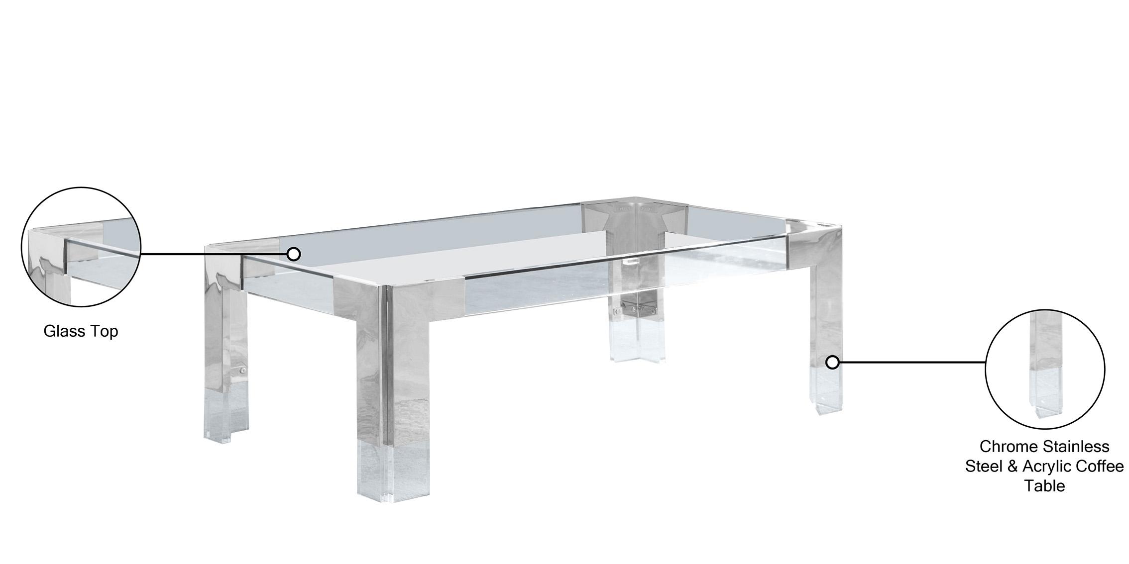 

    
 Order  Clear Glass Top & Silver Rectangular Coffee Table Set 2P CASPER 203-CT Meridian

