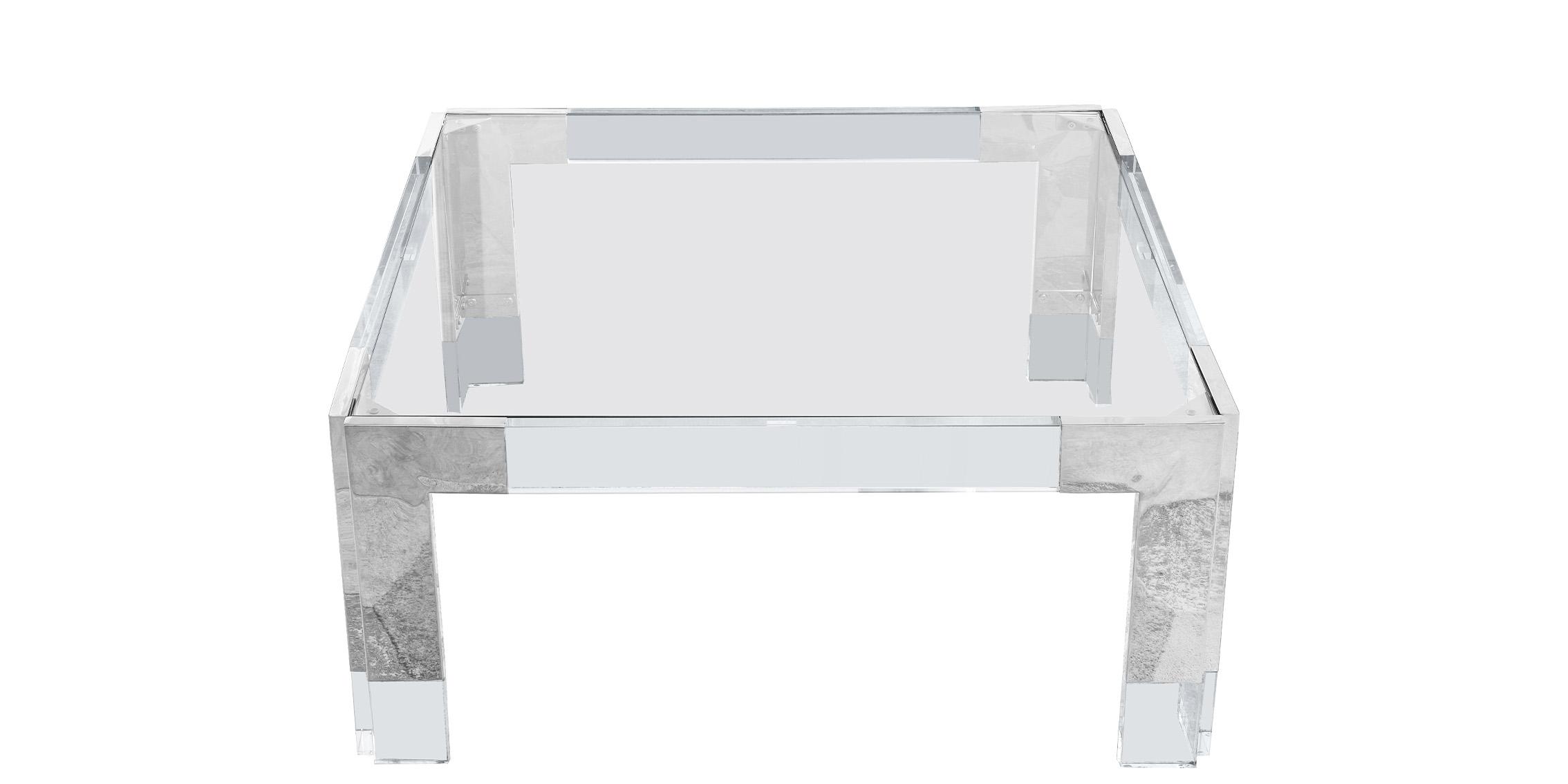 

    
Clear Glass Top & Silver Square Coffee Table CASPER 202-CT Meridian Modern
