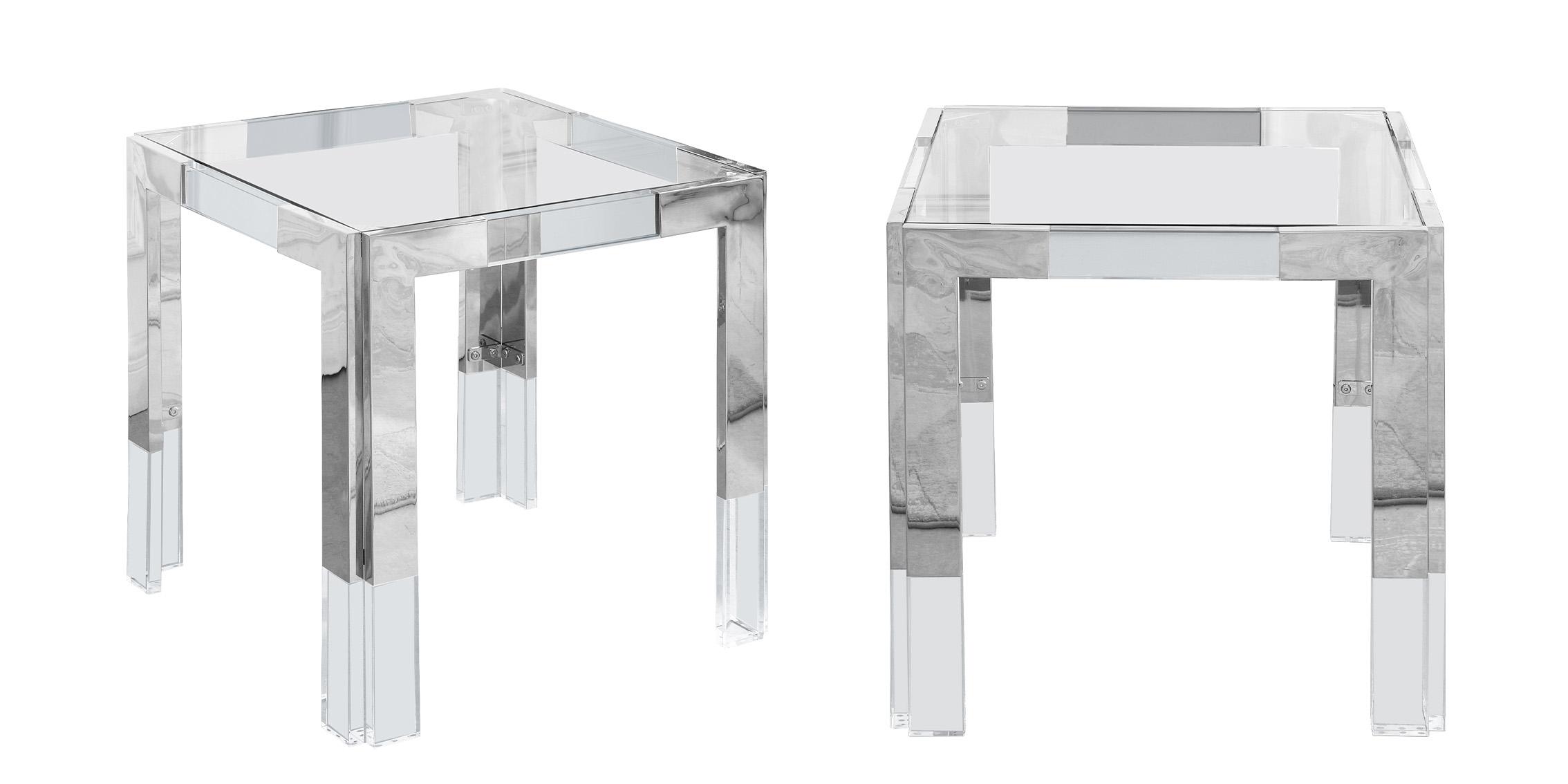 Contemporary End Table Set CASPER 202-ET 202-ET-Set-2 in Silver 