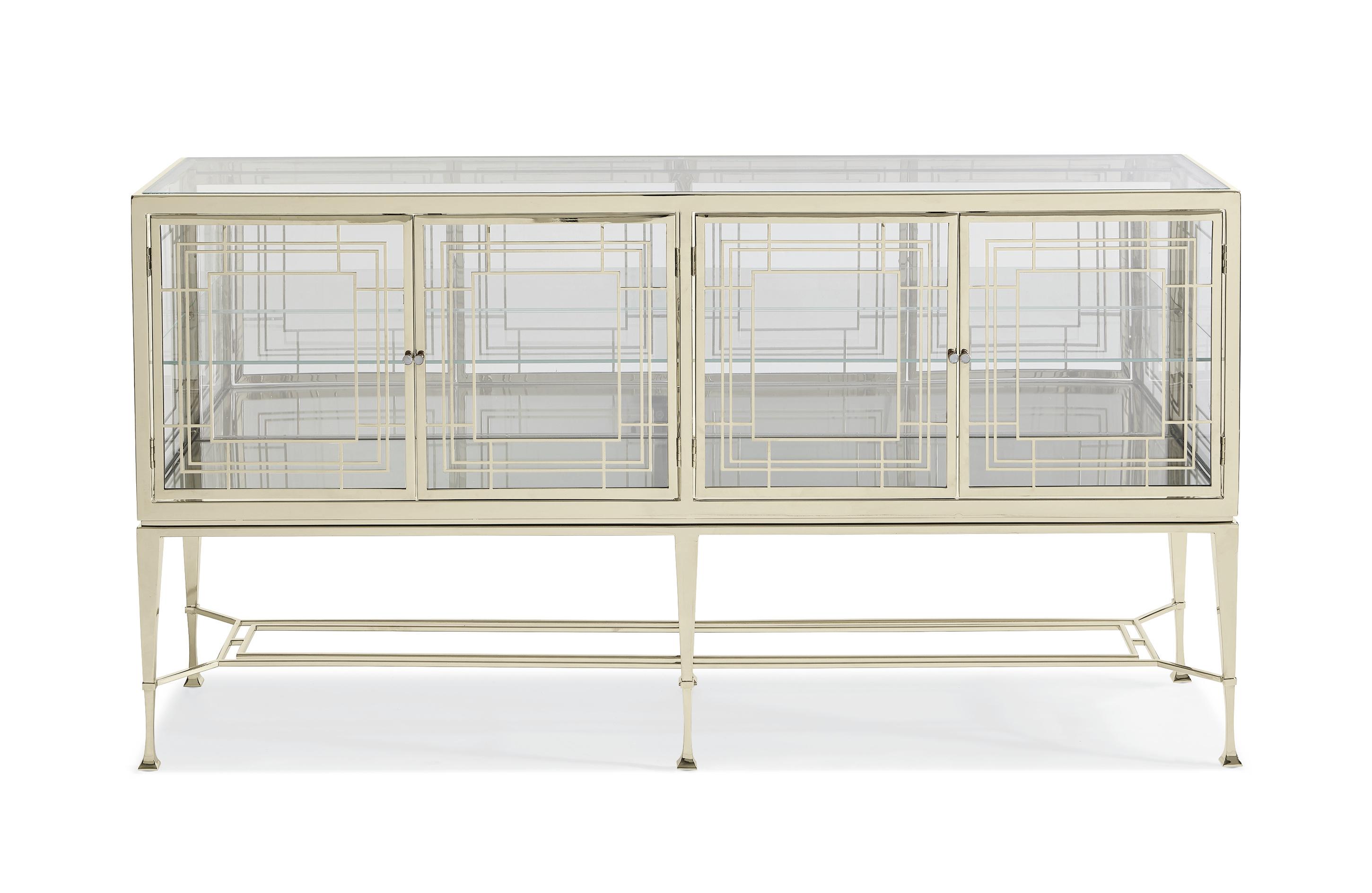 Contemporary Cabinet WORTH ITS WEIGHT IN GOLD CLA-017-681 in Clear, Gold 