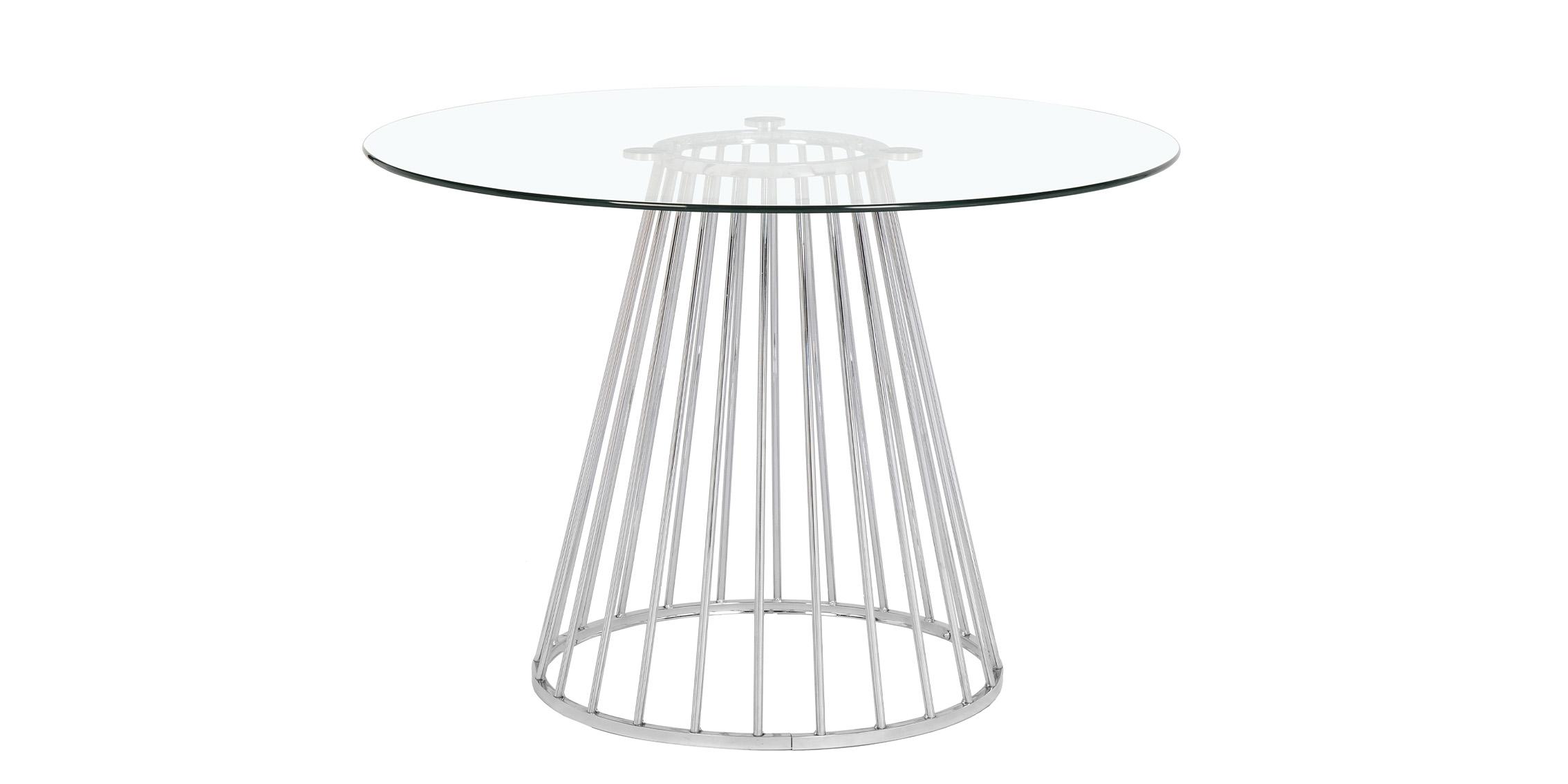 

    
Clear Tempered Glass & Chrome Dining Table GIO 752-T Meridian Contemporary
