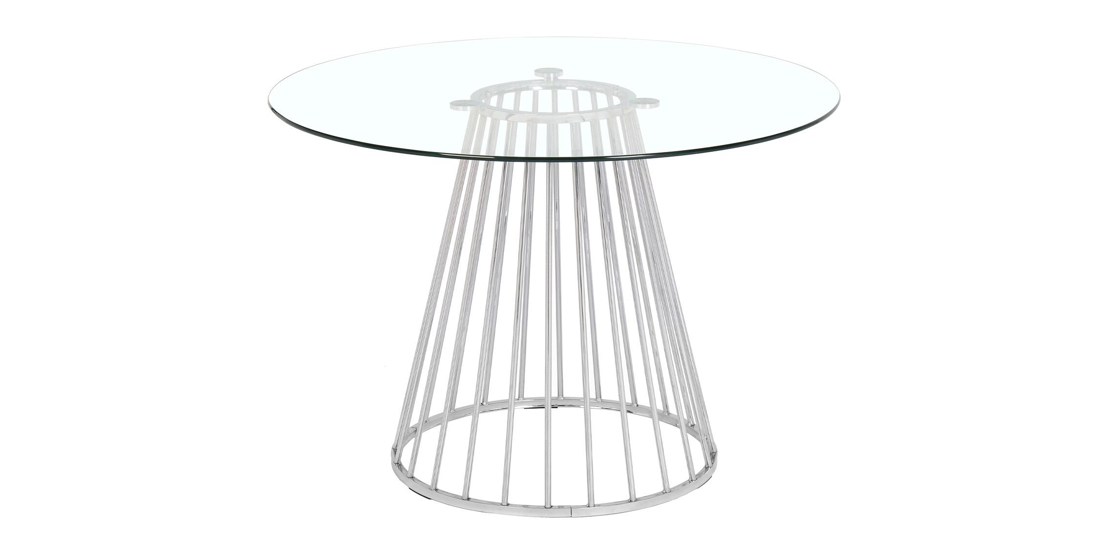 

    
Clear Tempered Glass & Chrome Dining Table GIO 752-T Meridian Contemporary
