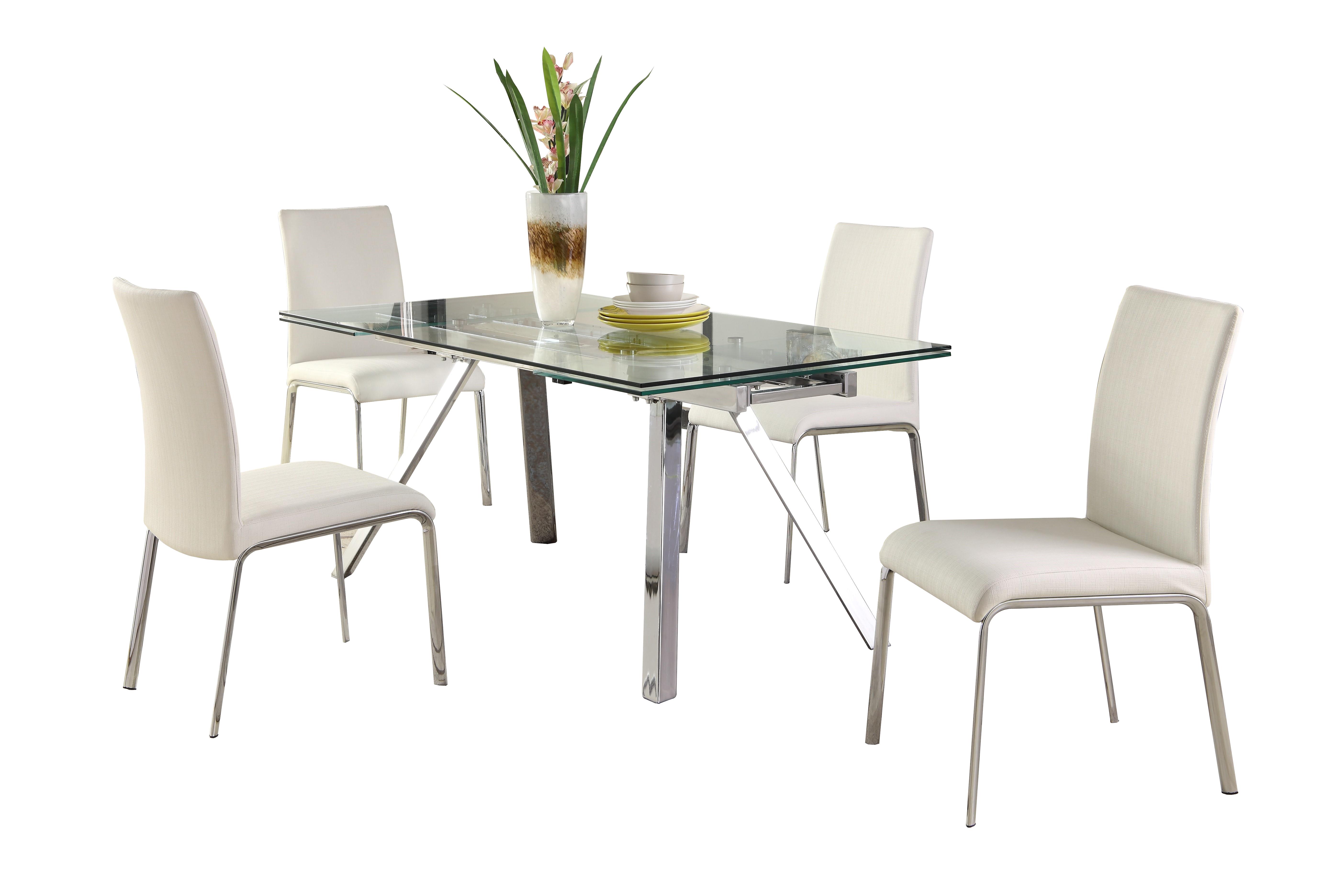 

    
Clear Tempered Glass Table Dining Set 5Pcs Contemporary Ariel by Chintaly Imports
