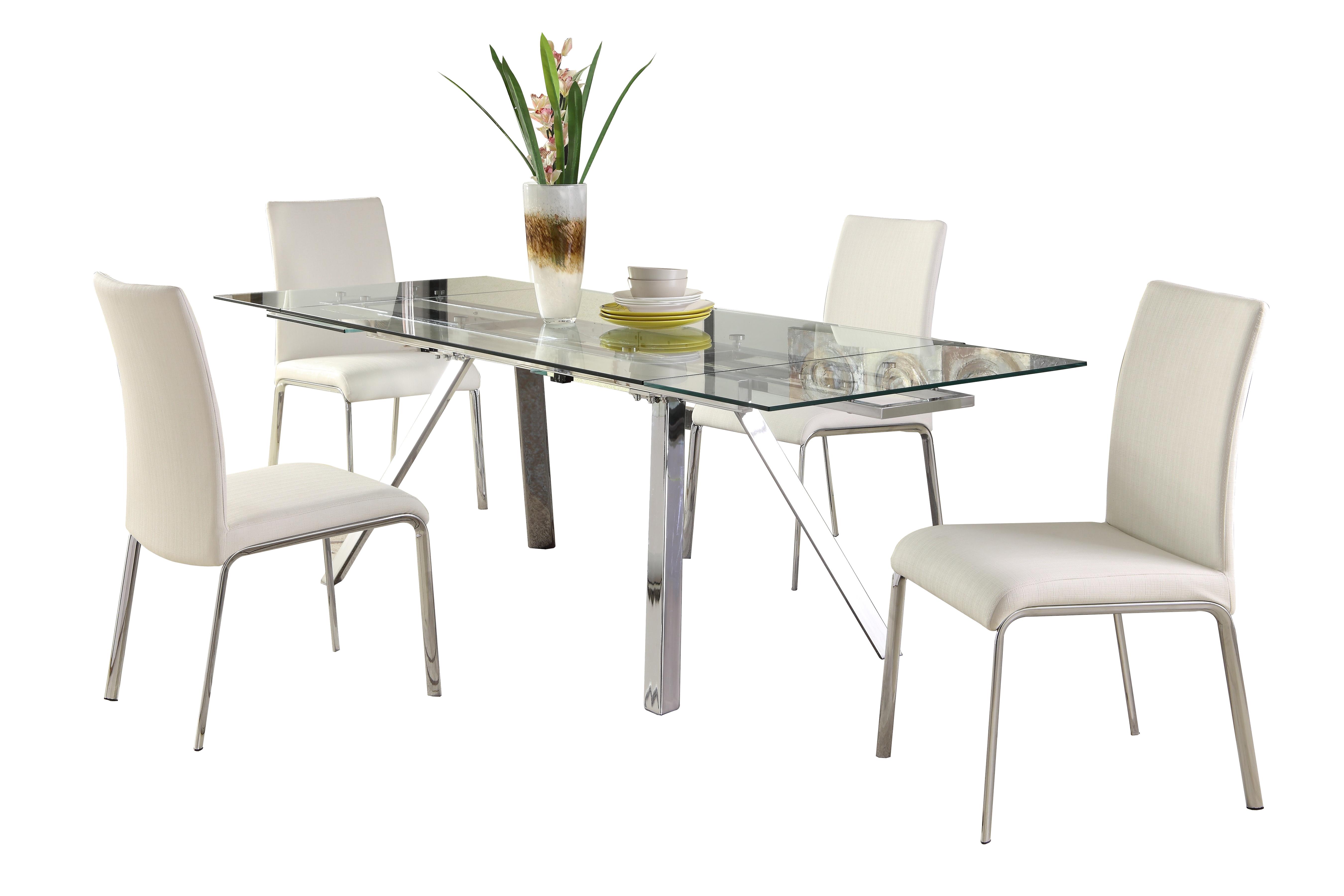 Contemporary Dining Sets Ariel ARIEL-5PC in White Eco Leather