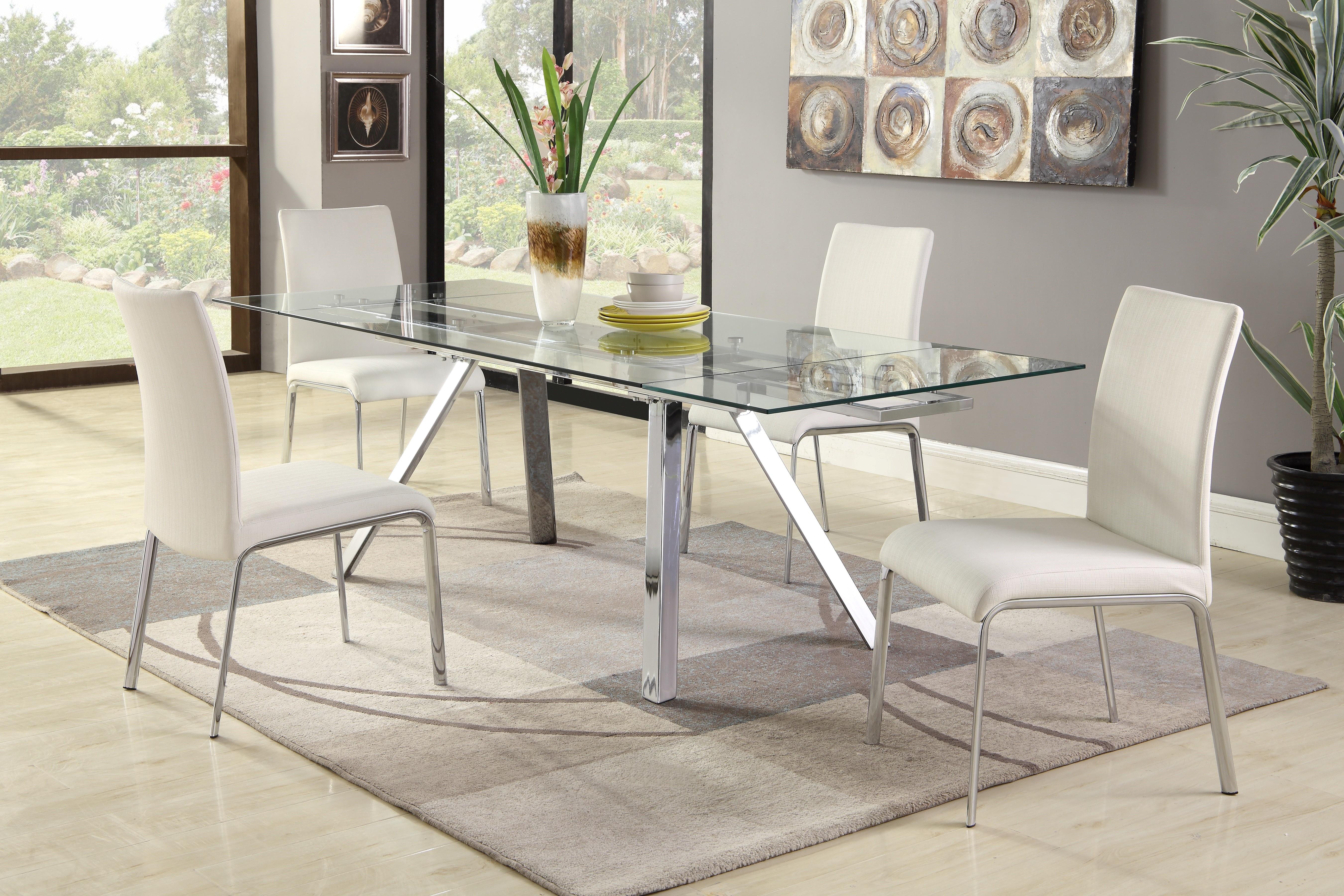 

    
 Order  Clear Tempered Glass Top Dining Table Contemporary Ariel by Chintaly Imports
