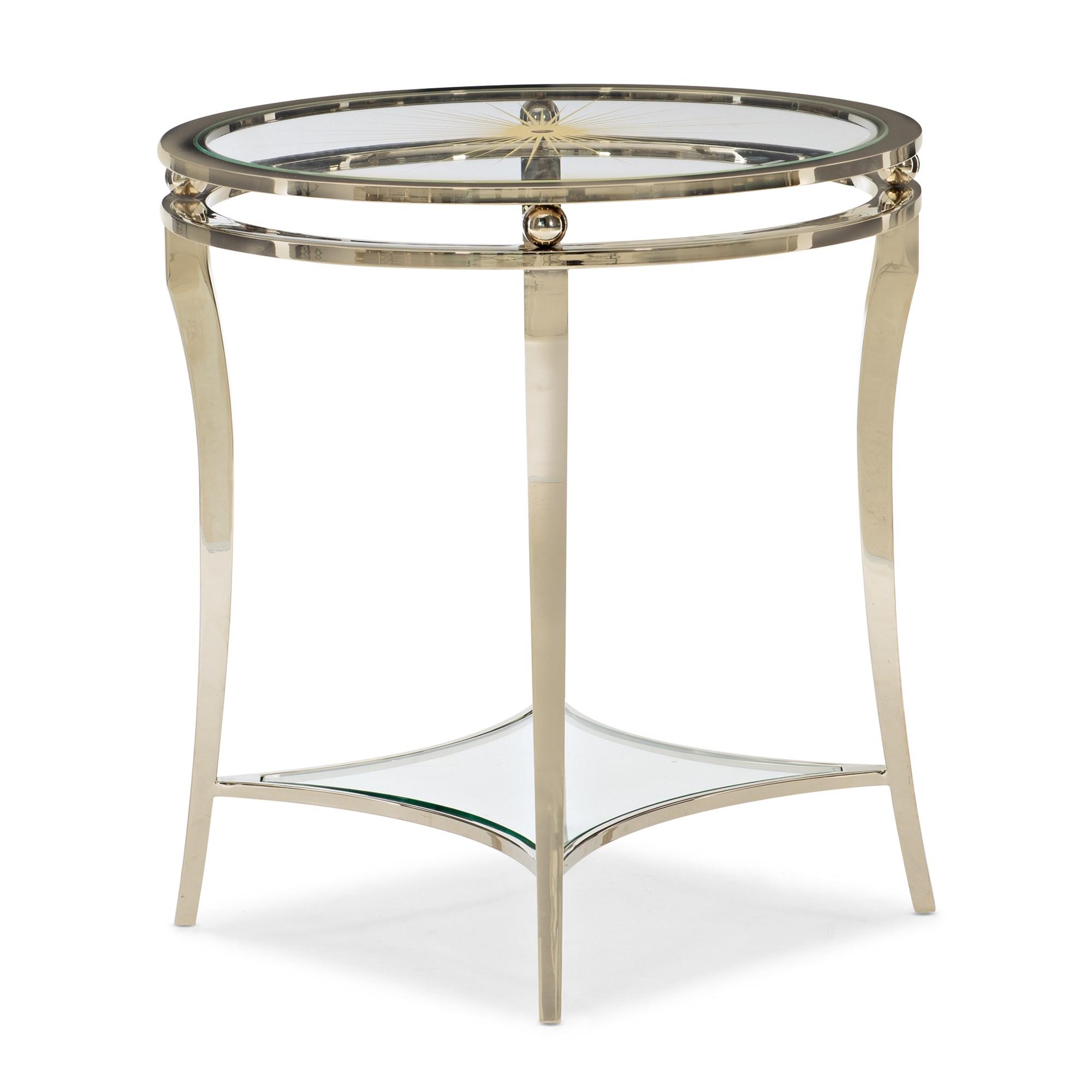 

    
Clear Tempered Glass Top Gold Finish End Table RISING STAR by Caracole
