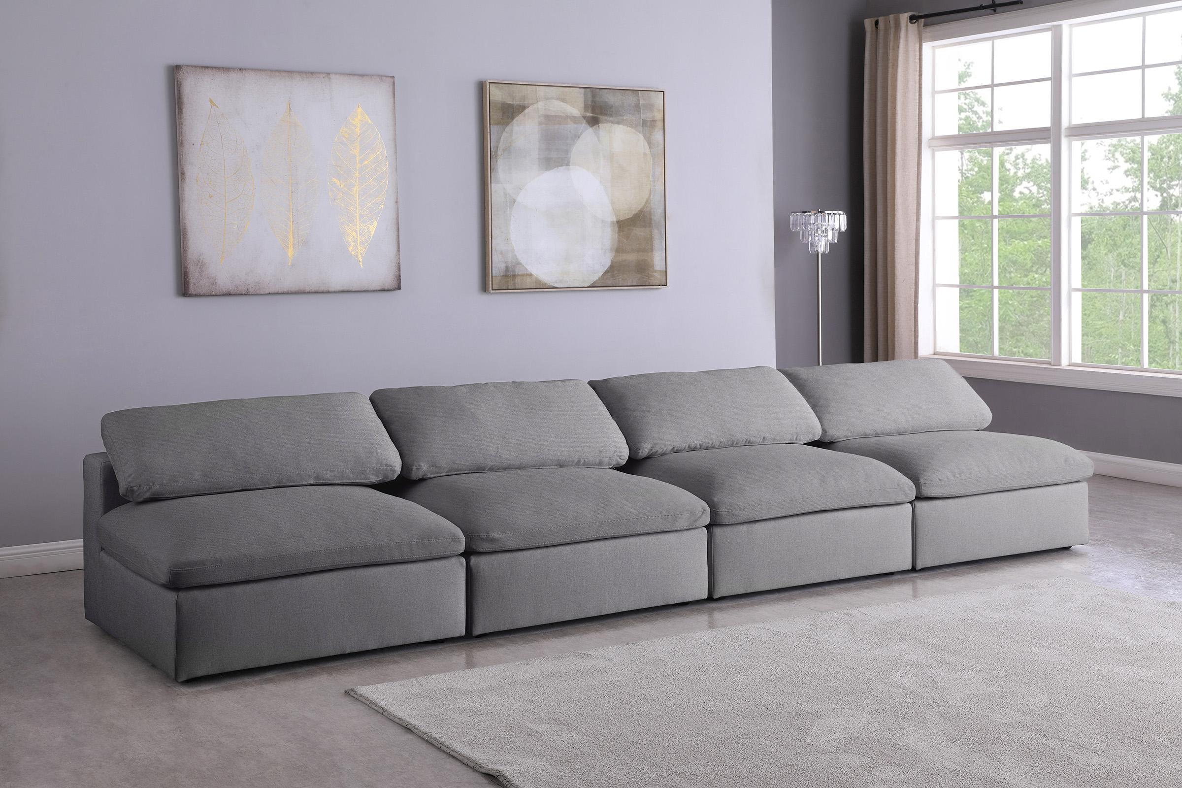 

    
Serene Grey Linen Textured Fabric Deluxe Comfort Modular Armless Sofa S156 Meridian
