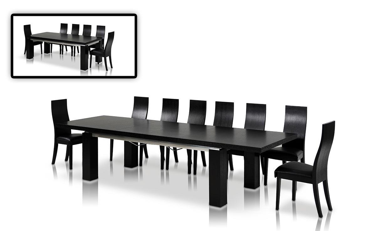 

    
Black Clower Extendable Dining Wood Table Contemporary Modern
