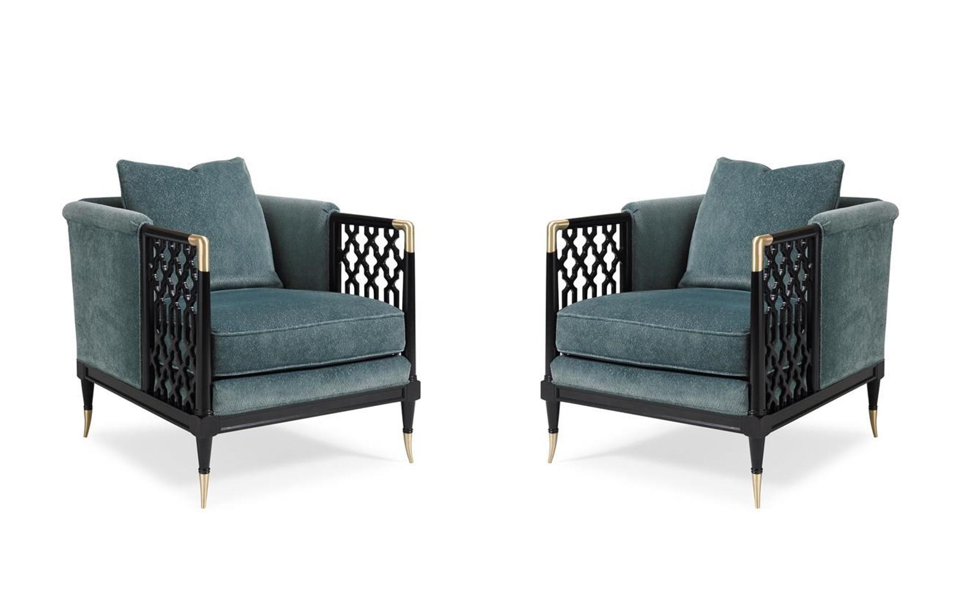 

    
Cobalt Blue Fabric & Tuxedo Black Finish Accent Chairs Set 2Pcs LATTICE ENTERTAIN YOU by Caracole
