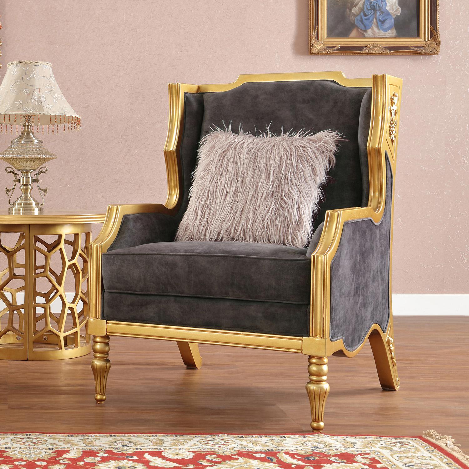 

    
Cobalt Blue Velvet & Gold Finish Accent Chair Set 3Pcs Traditional Homey Design HD-3053

