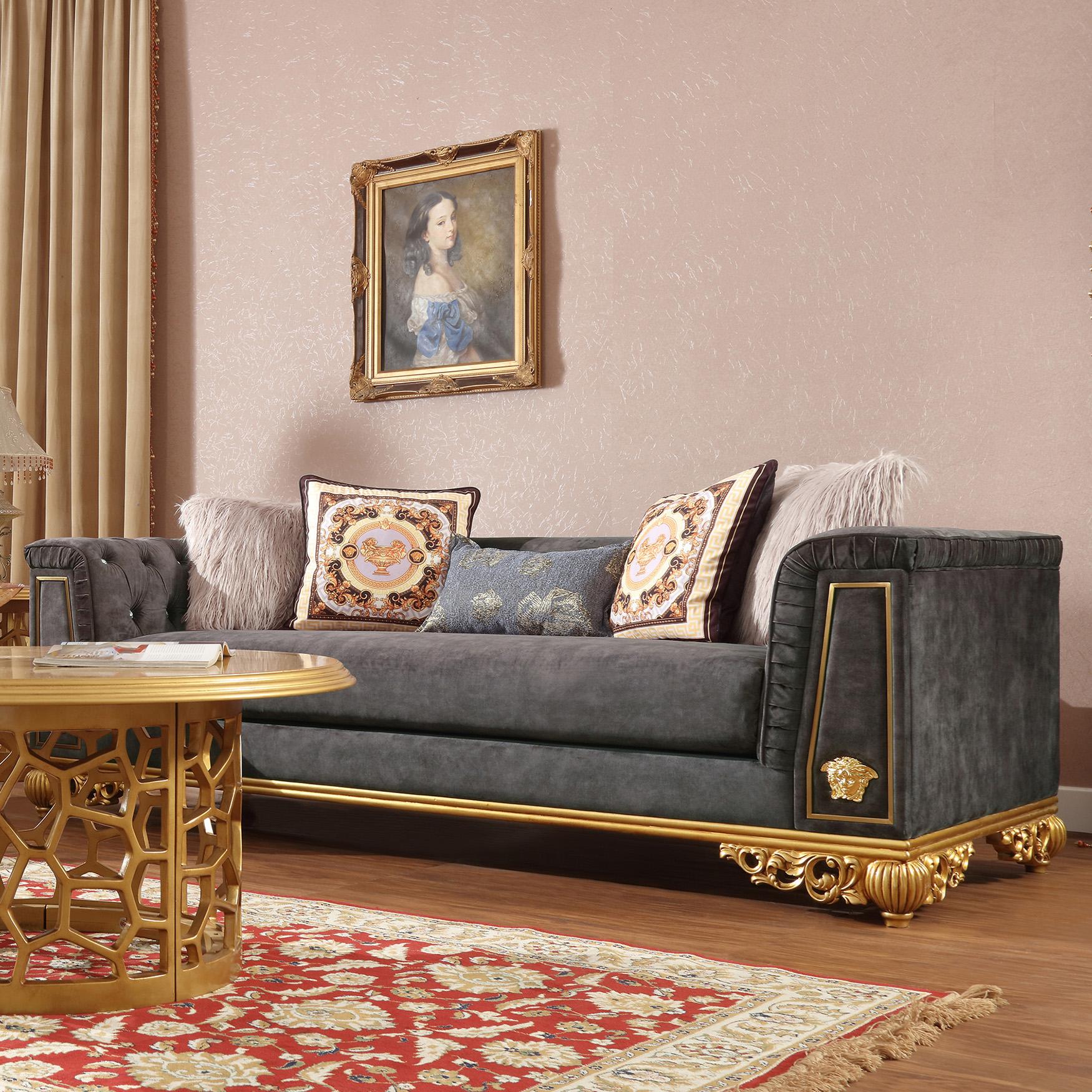 

    
Homey Design Furniture HD-3053 Sofa Set Gold/Cobalt blue HD-3PC3053
