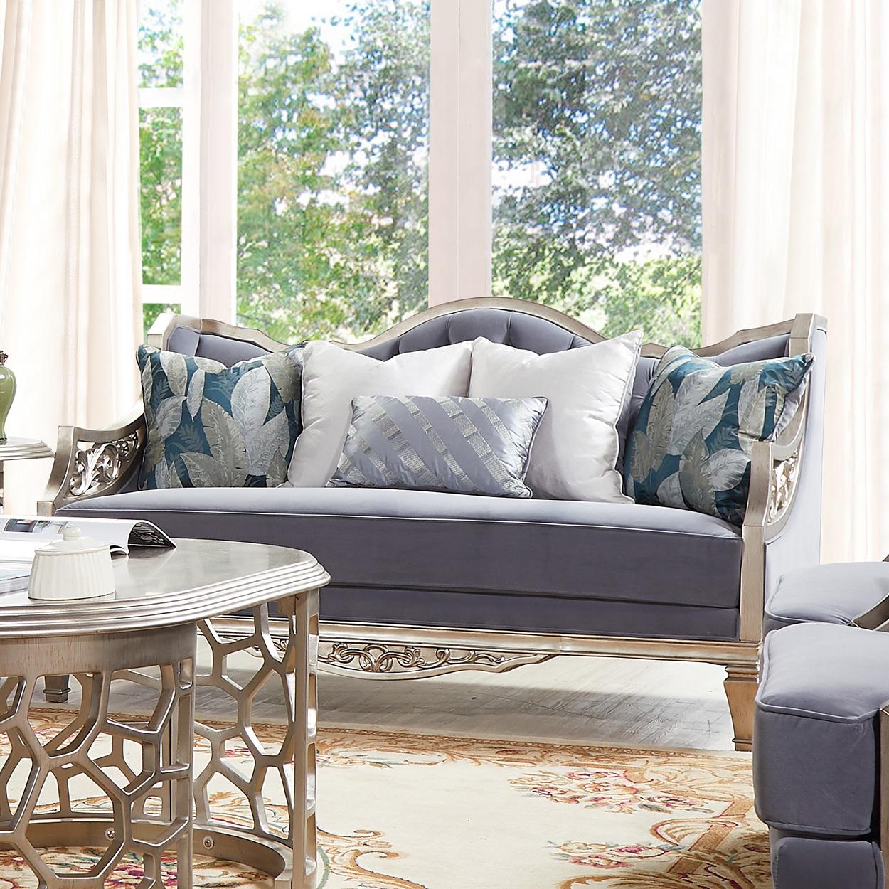 

    
Homey Design Furniture HD-701 Sofa Set Silver/Cobalt blue HD-3PC701

