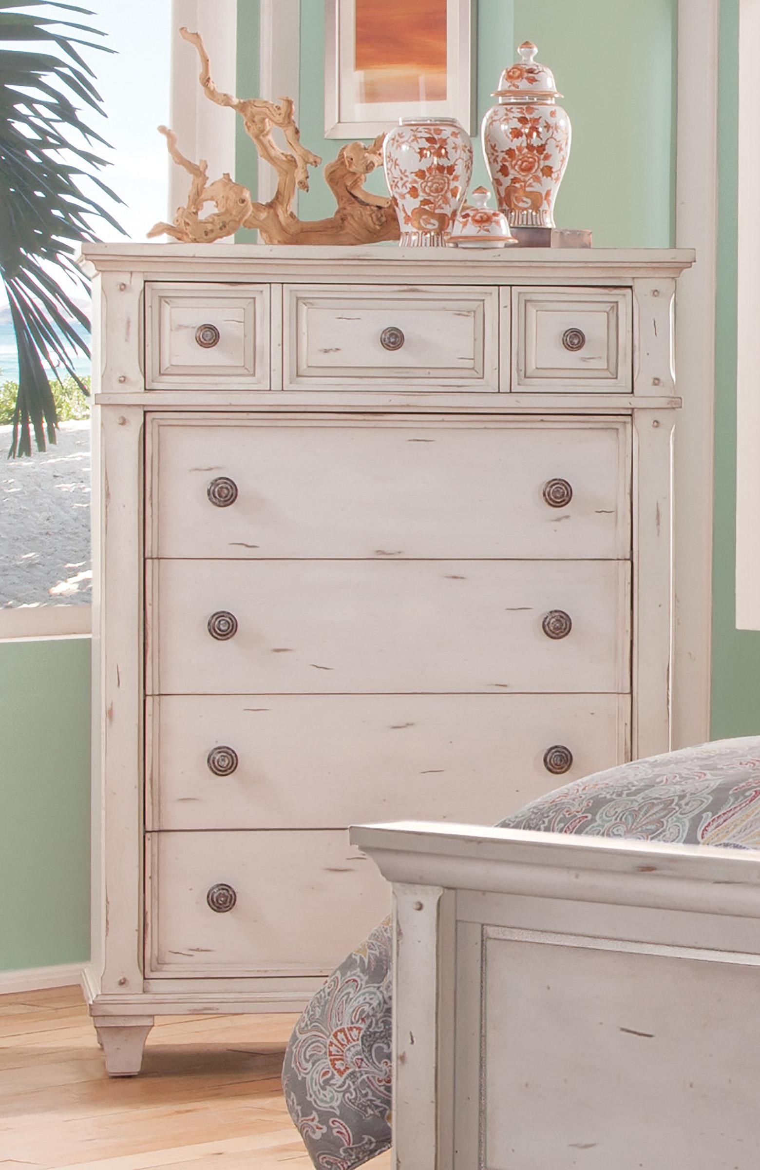 

    
Cobblestone White 5 Drawer Chest SEDONA American Woodcrafters Transitional
