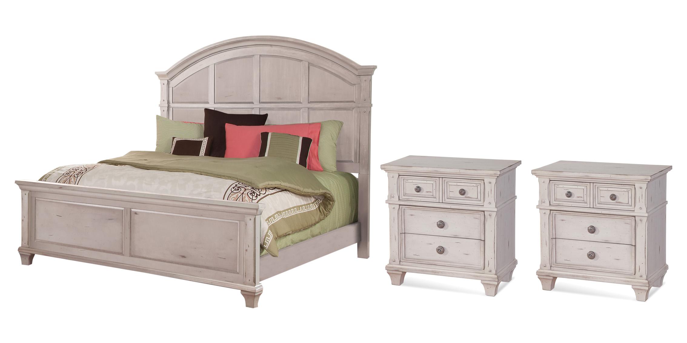 Classic, Traditional Panel Bedroom Set SEDONA 2410-66PBC 2410-66PBC-2N-3PC in Cobblestone, White 