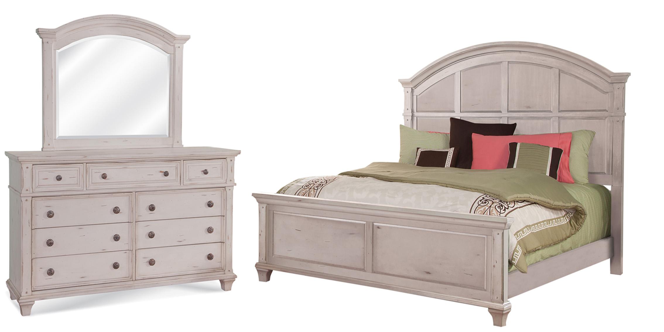 Classic, Traditional Panel Bedroom Set SEDONA 2410-50PBC 2410-QPNPN-3PC in Cobblestone, White 