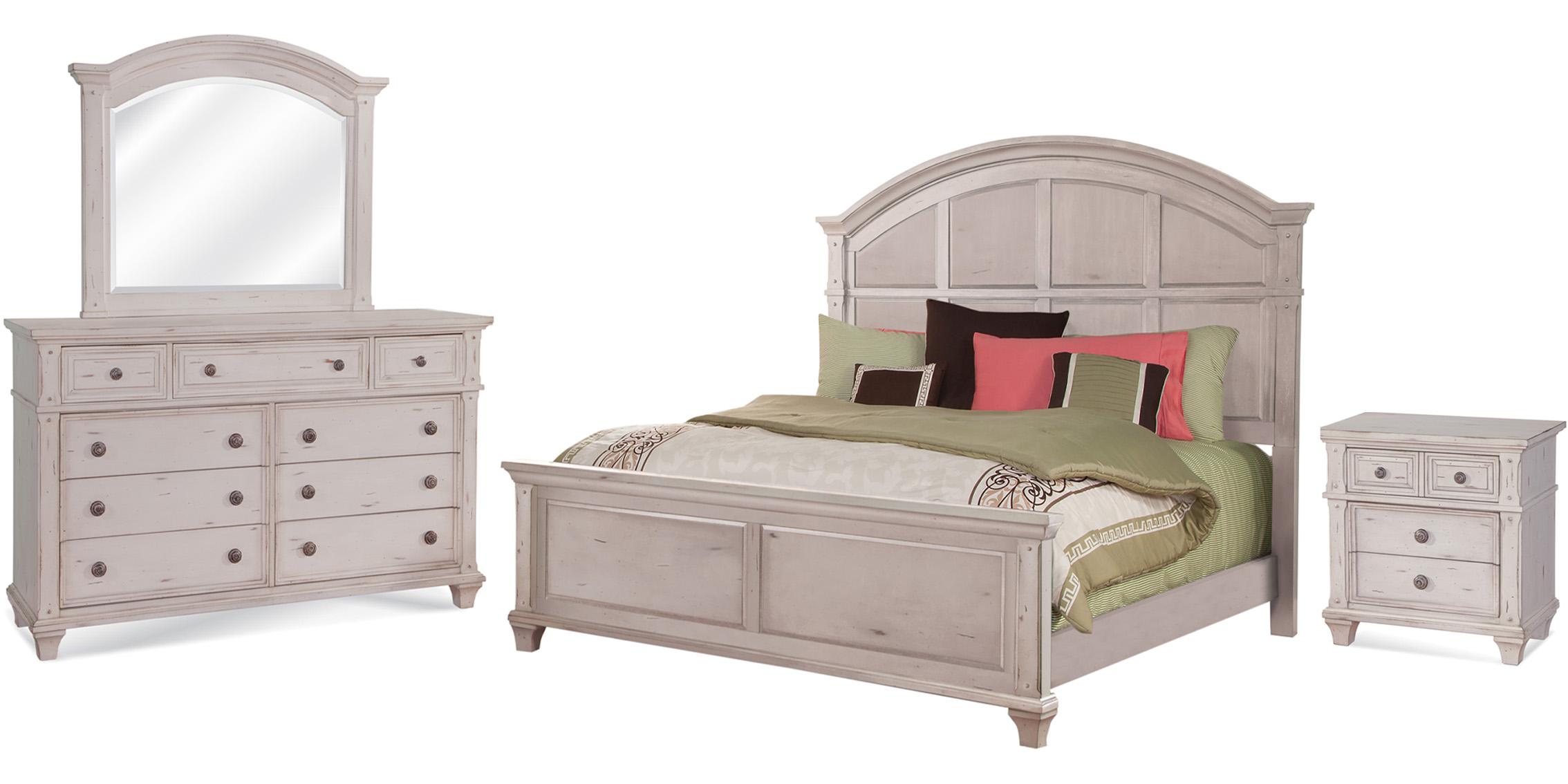Classic, Traditional Panel Bedroom Set SEDONA 2410-50PBC 2410-QPNPN-4PC in Cobblestone, White 