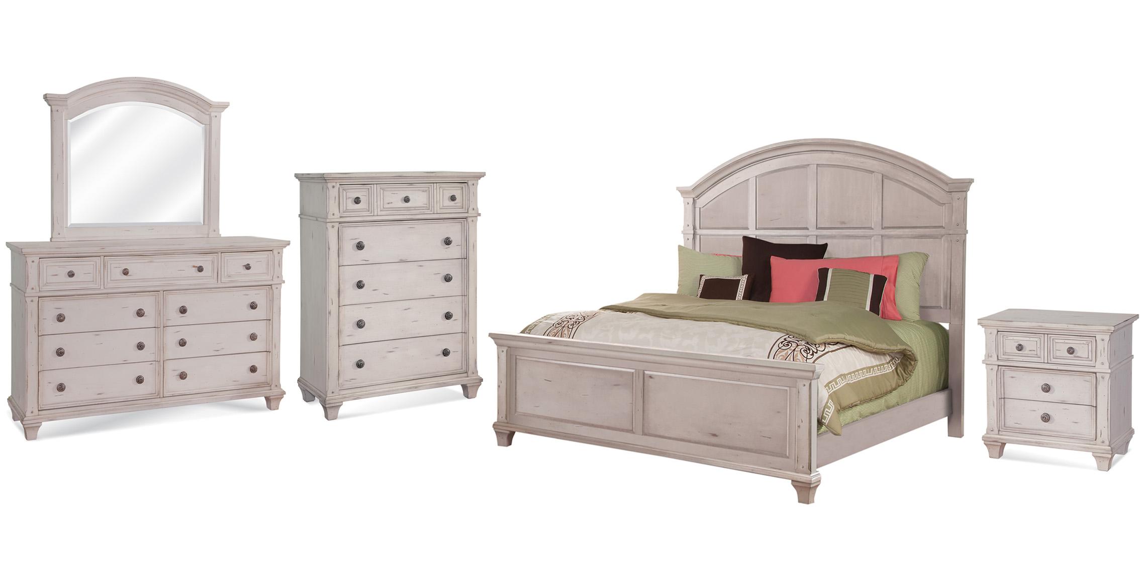 Classic, Traditional Panel Bedroom Set SEDONA 2410-50PBC 2410-QPNPN-5PC in Cobblestone, White 