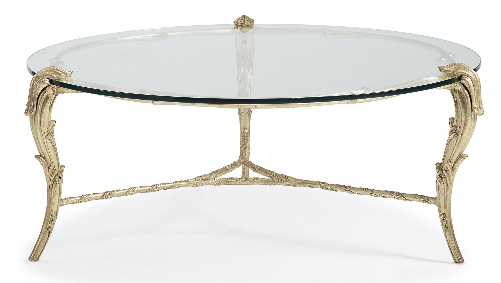 Traditional Cocktail Table FONTAINEBLEAU C061-419-401 in Glass, Gold 