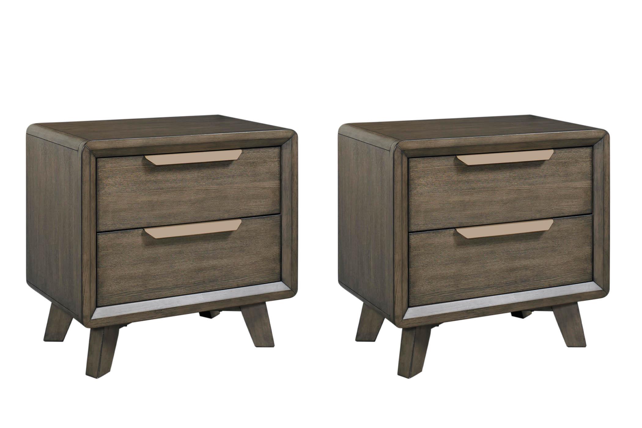 Contemporary, Modern Nightstand Set VALENCIA 213-120-Set 213-120-Set in Coffee, Brown 