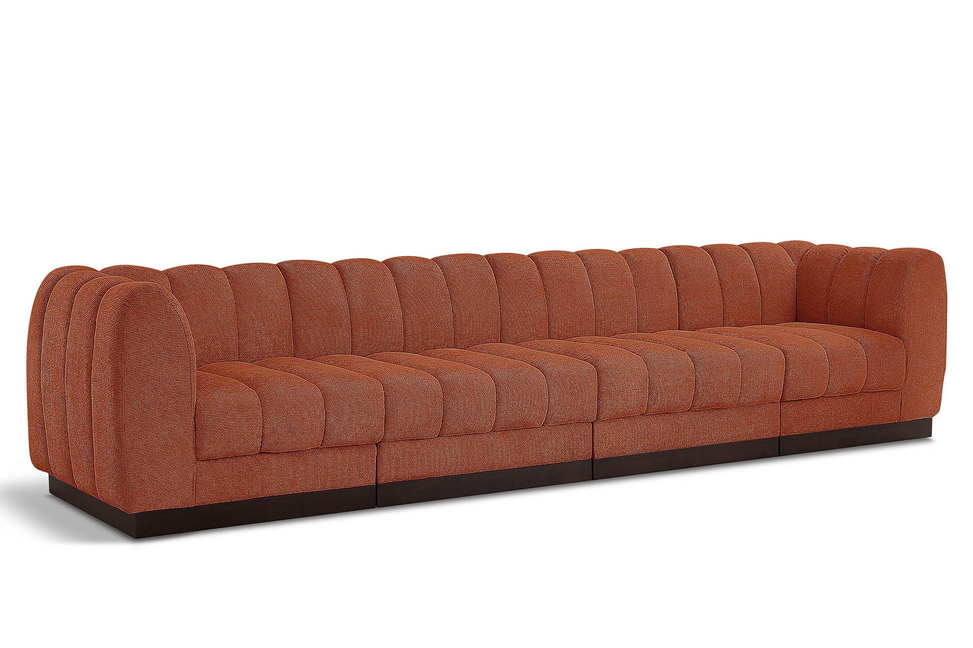 

    
Cognac Chenille Modular Sofa QUINN 124Cognac-S133 Meridian Contemporary Modern
