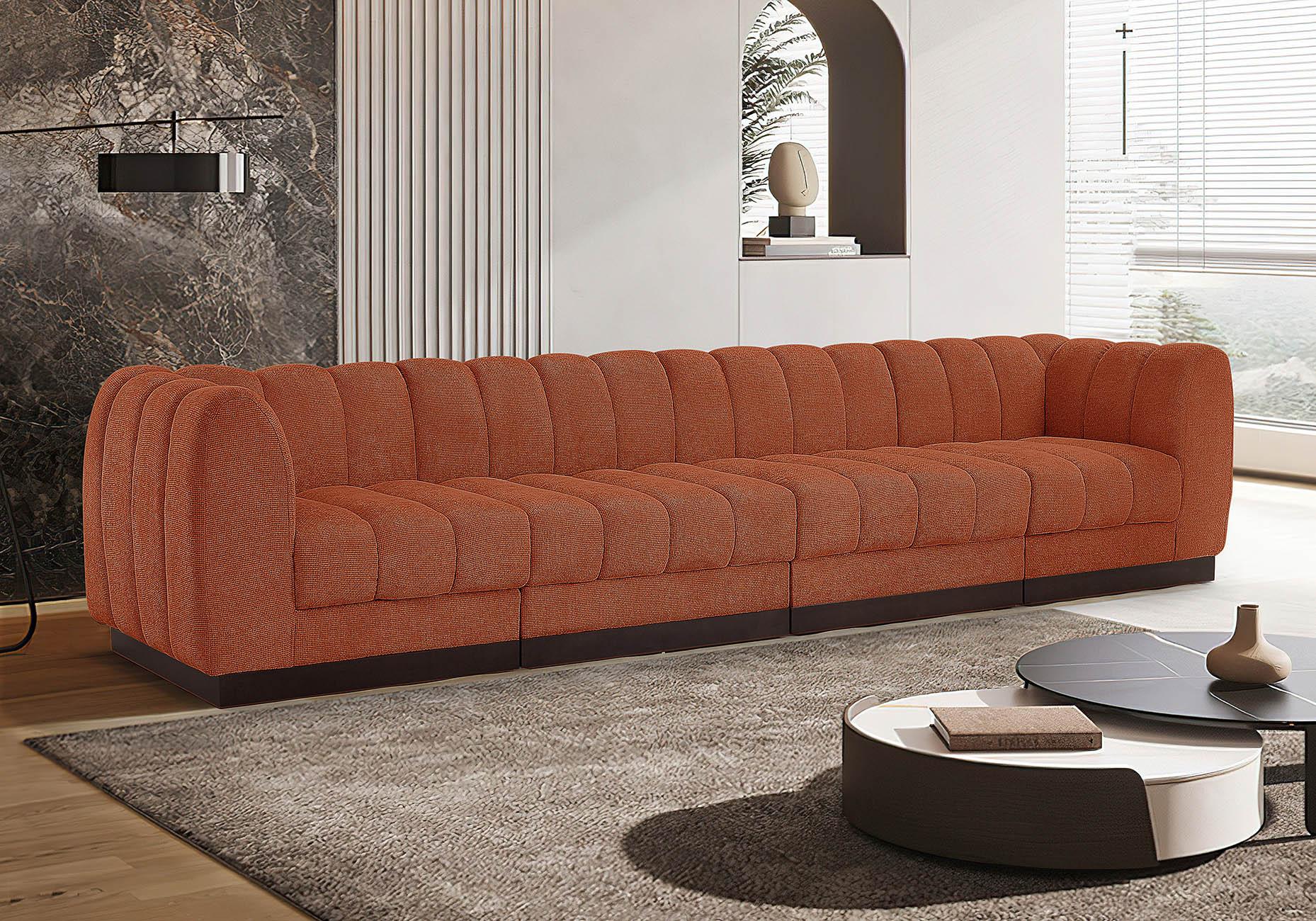 

    
Cognac Chenille Modular Sofa QUINN 124Cognac-S133 Meridian Contemporary Modern
