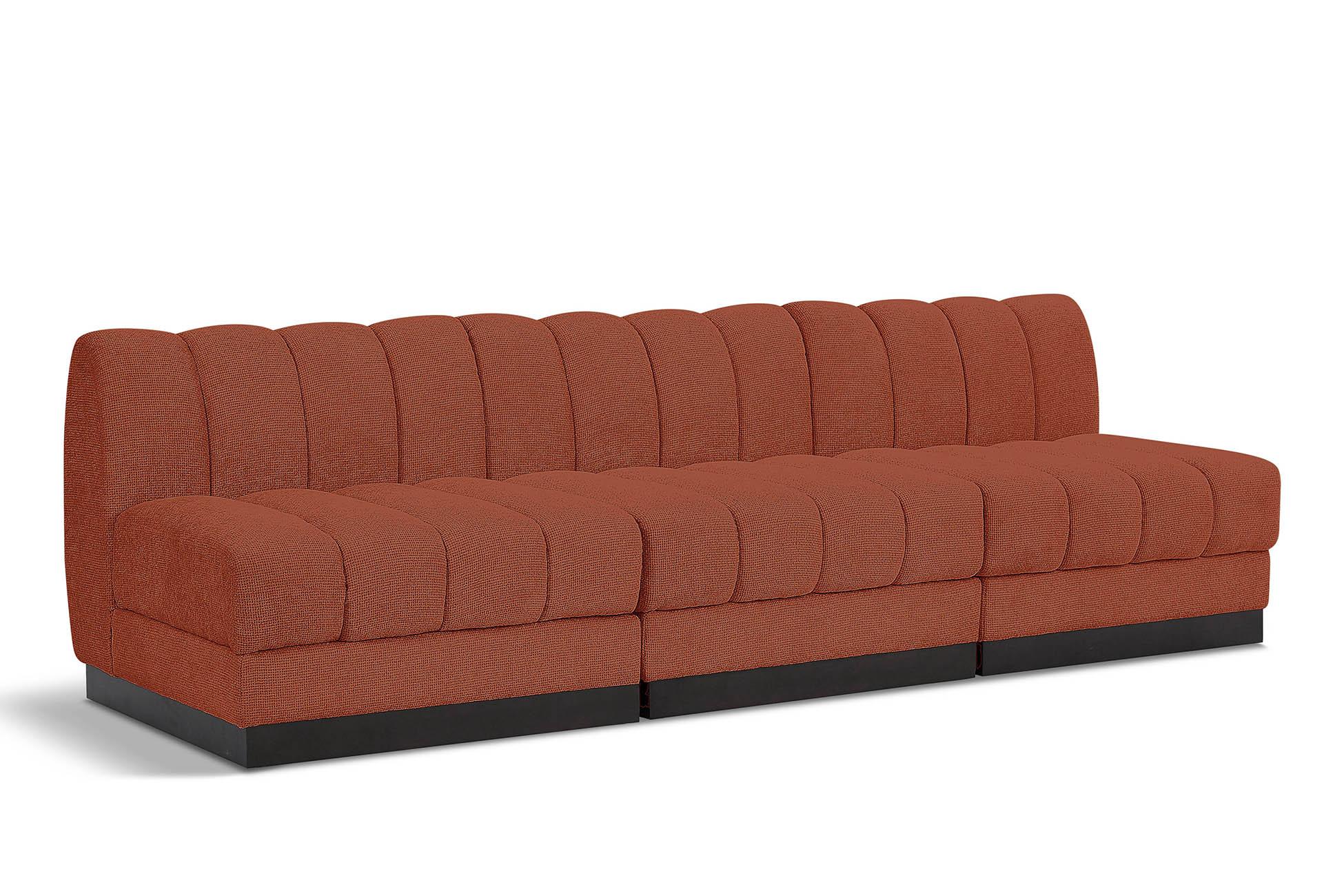 Contemporary, Modern Modular Sofa QUINN 124Cognac-S96 124Cognac-S96 in Cognac Chenille