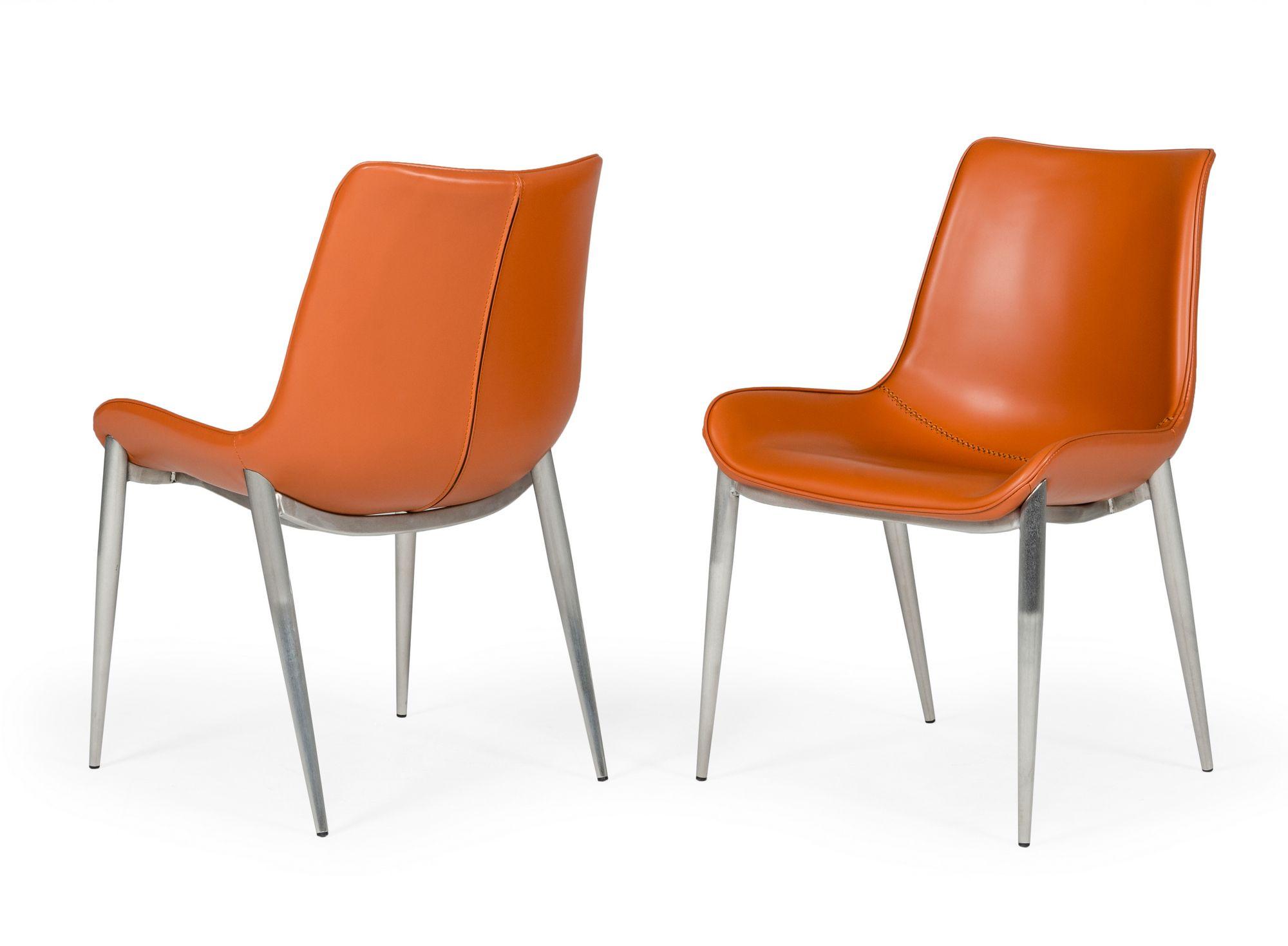 Contemporary, Modern Dining Chair Set Holt VGHR3562-2pcs in Orange Eco-Leather