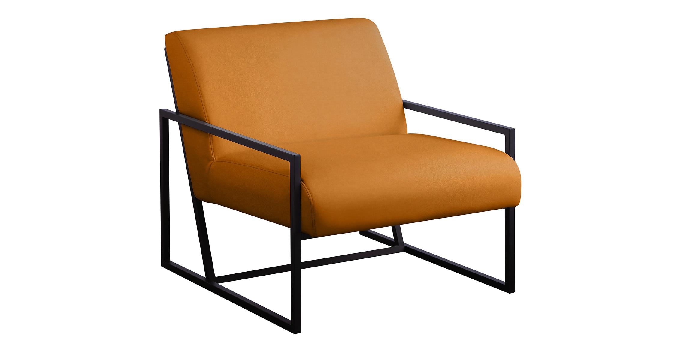 Contemporary Accent Chair INDUSTRY 535Cognac 535Cognac in Cognac, Black Faux Leather