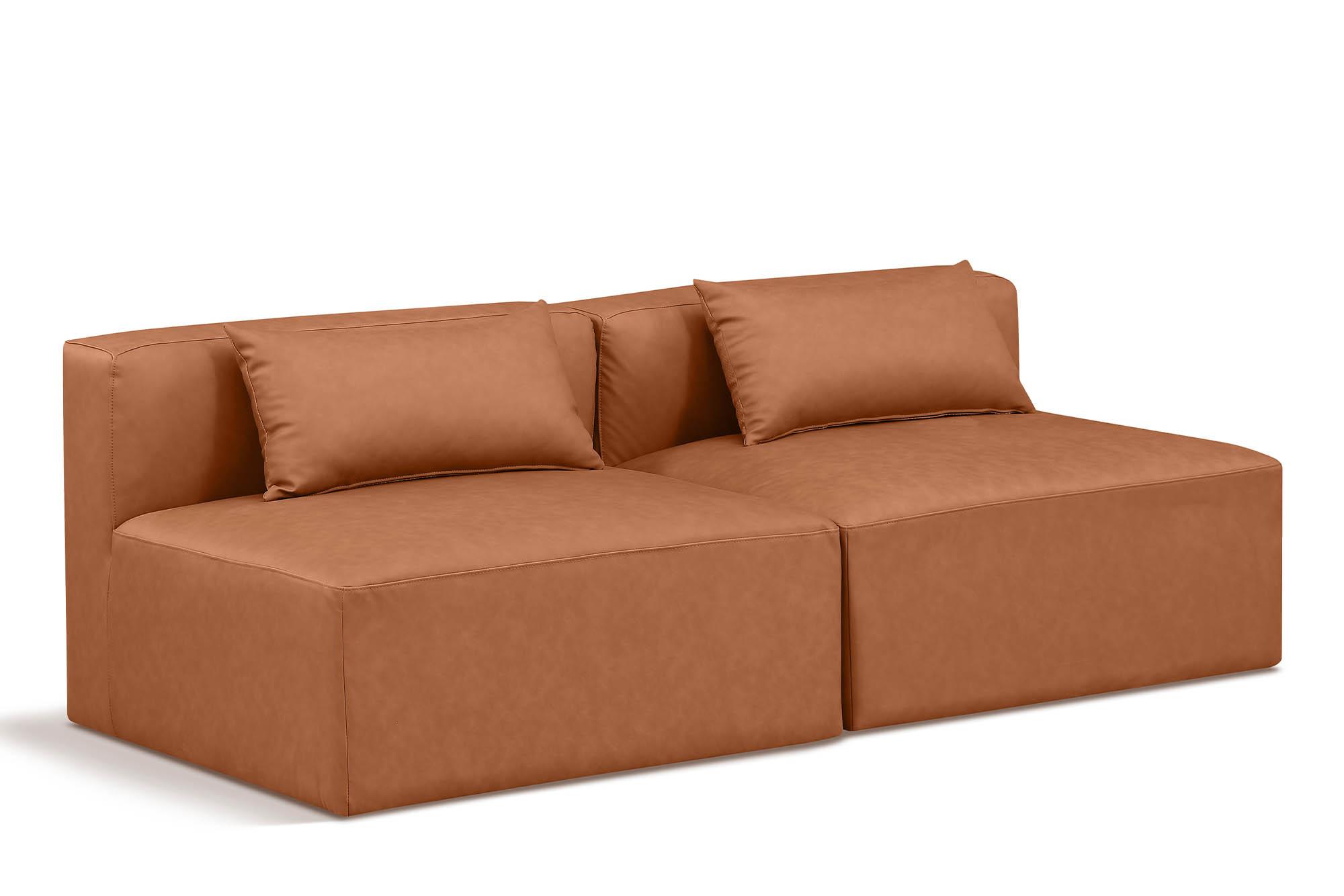 Contemporary, Modern Modular Sofa CUBE 668Cognac-S72A 668Cognac-S72A in Cognac Faux Leather