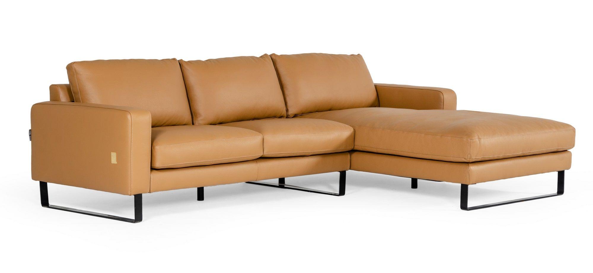 Contemporary, Modern Sectional Sofa VGDDSHINE VGDDSHINE in Cognac Italian Leather
