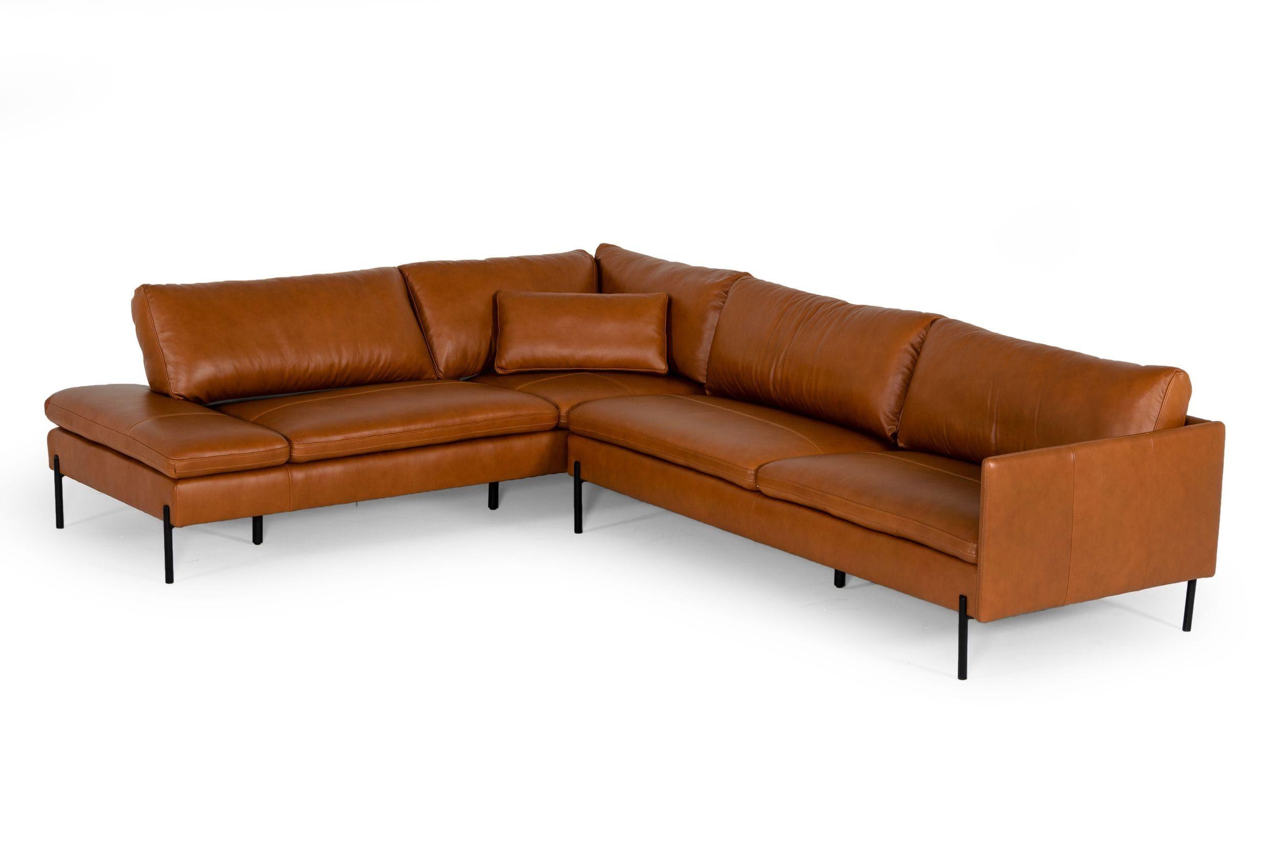 Contemporary, Modern Sectional Sofa VGKKKF.1061Z-CGN-LAF-SECT VGKKKF.1061Z-CGN-LAF-SECT in Cognac Genuine Leather