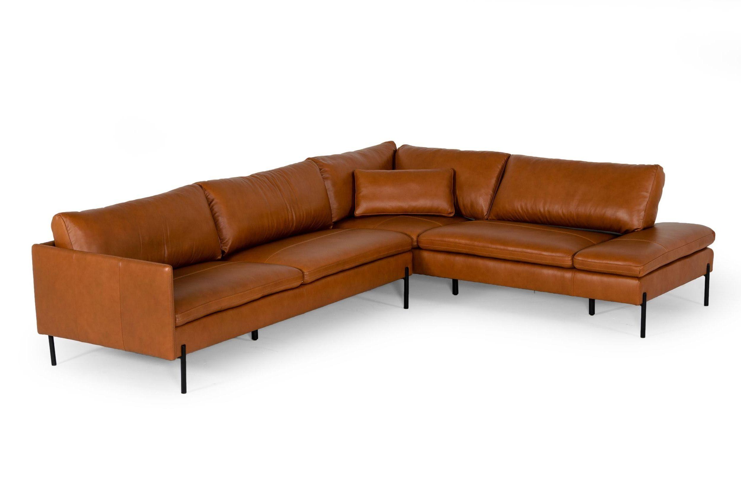Contemporary, Modern Sectional Sofa VGKKKF.1061Z-CGN-RAF-SECT VGKKKF.1061Z-CGN-RAF-SECT in Cognac Genuine Leather