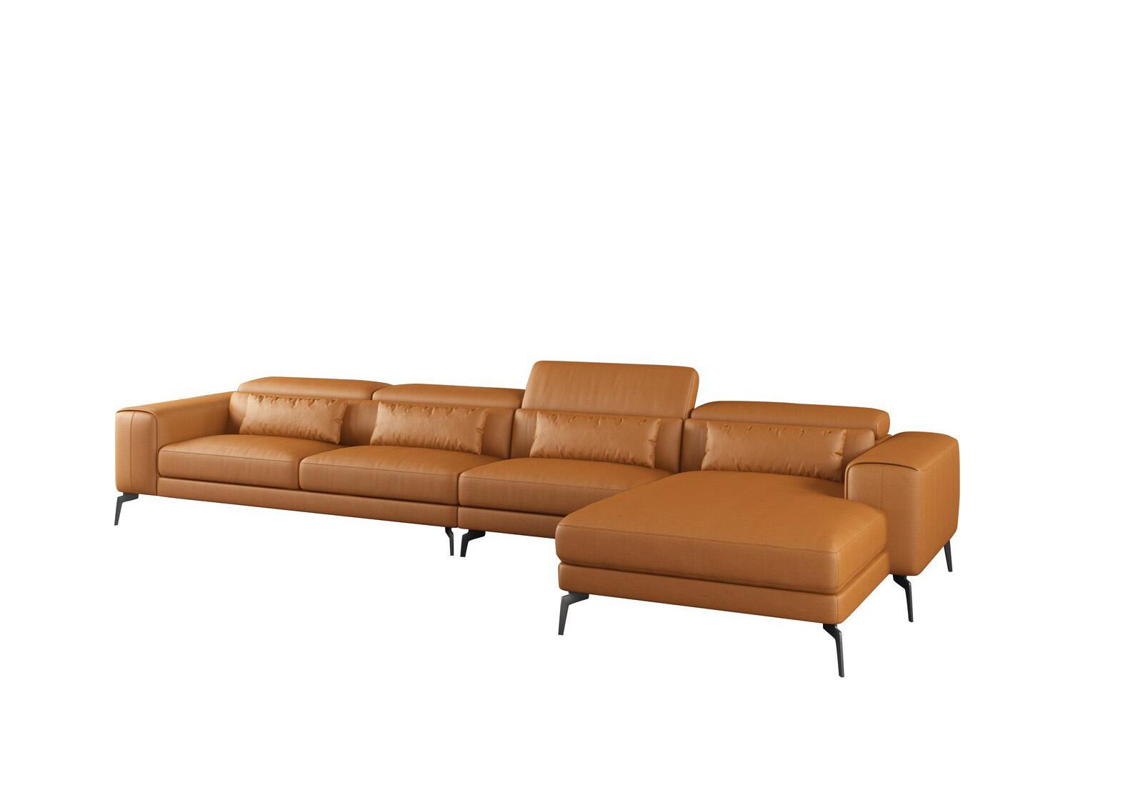 Contemporary, Modern 5 Seater Sectional Sofa CAVOUR EF-12556R-4RHF in Cognac Leather