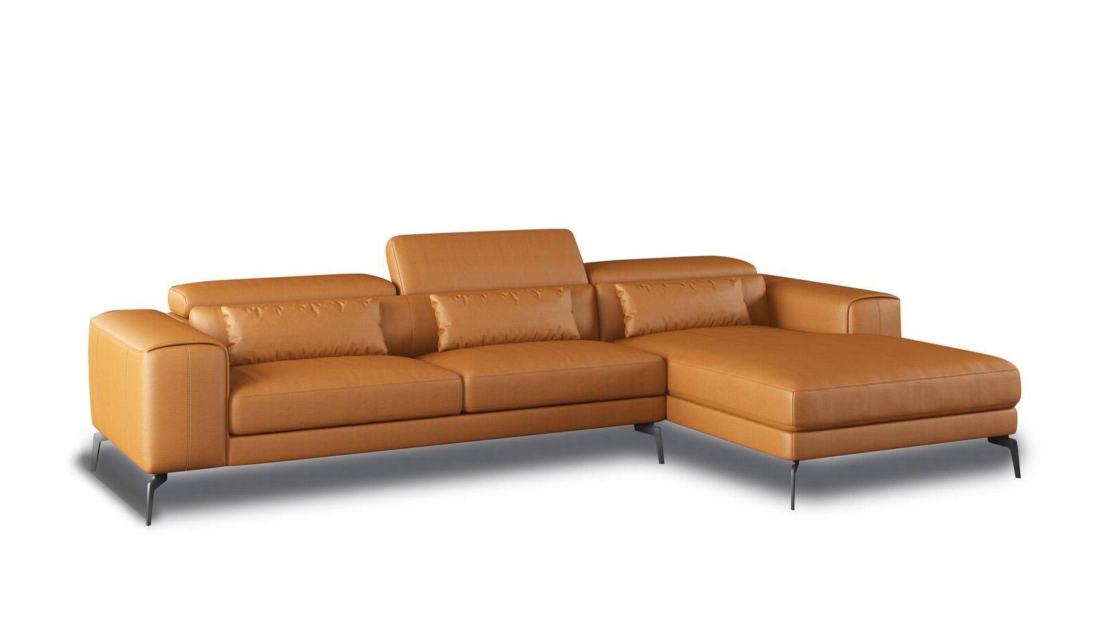 Contemporary, Modern Sectional Sofa CAVOUR EF-12556R-3RHF in Cognac Leather