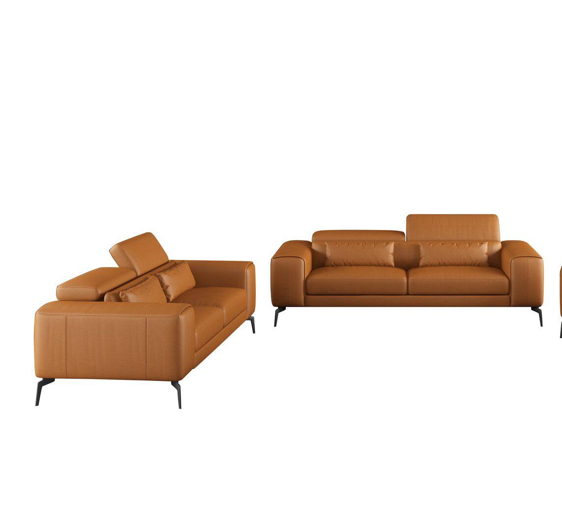 Contemporary, Modern Sofa Set CAVOUR EF-12551-Set-2 in Cognac Leather
