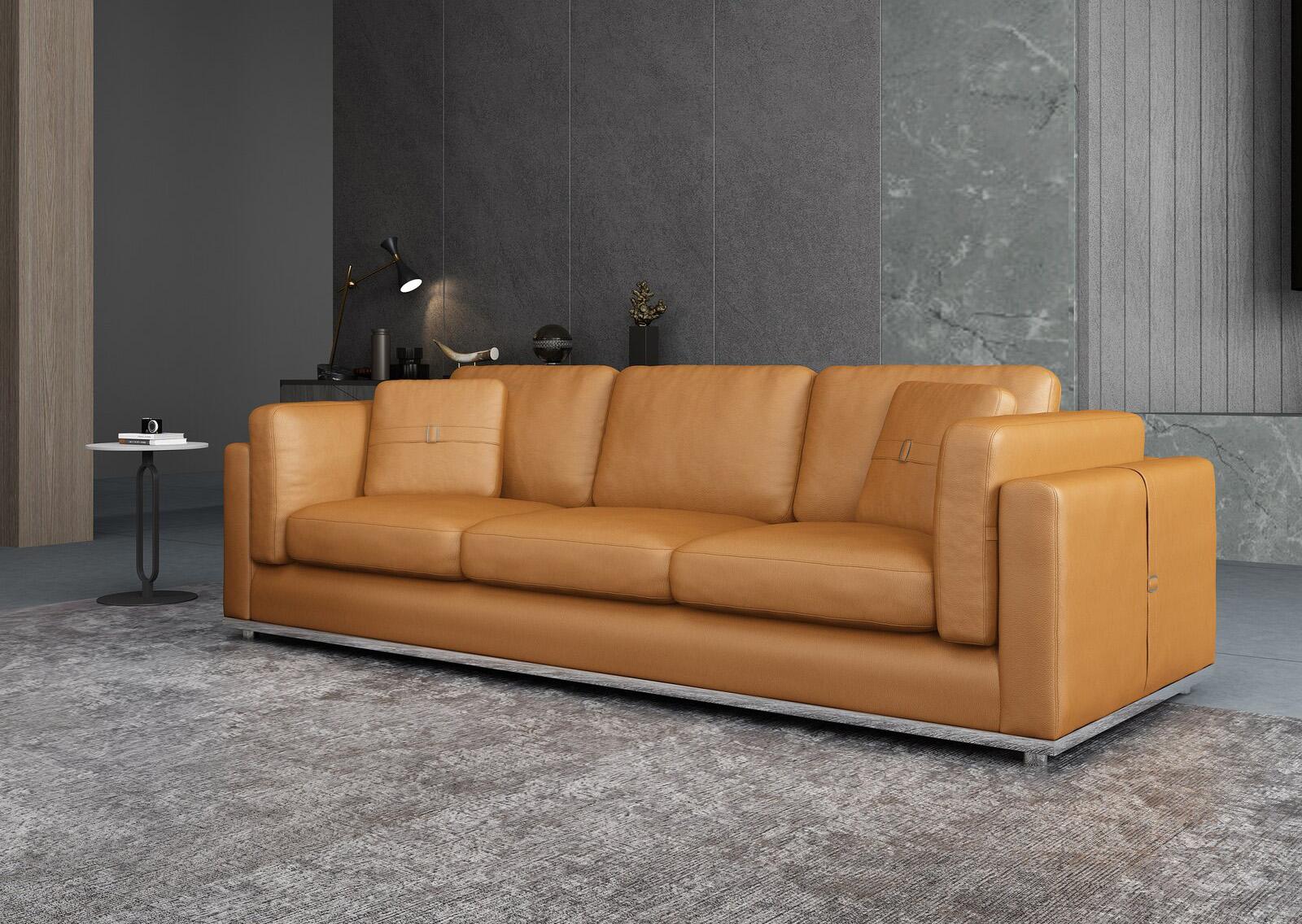 

    
Cognac Italian Leather Sofa Contemporary PICASSO EUROPEAN FURNITURE
