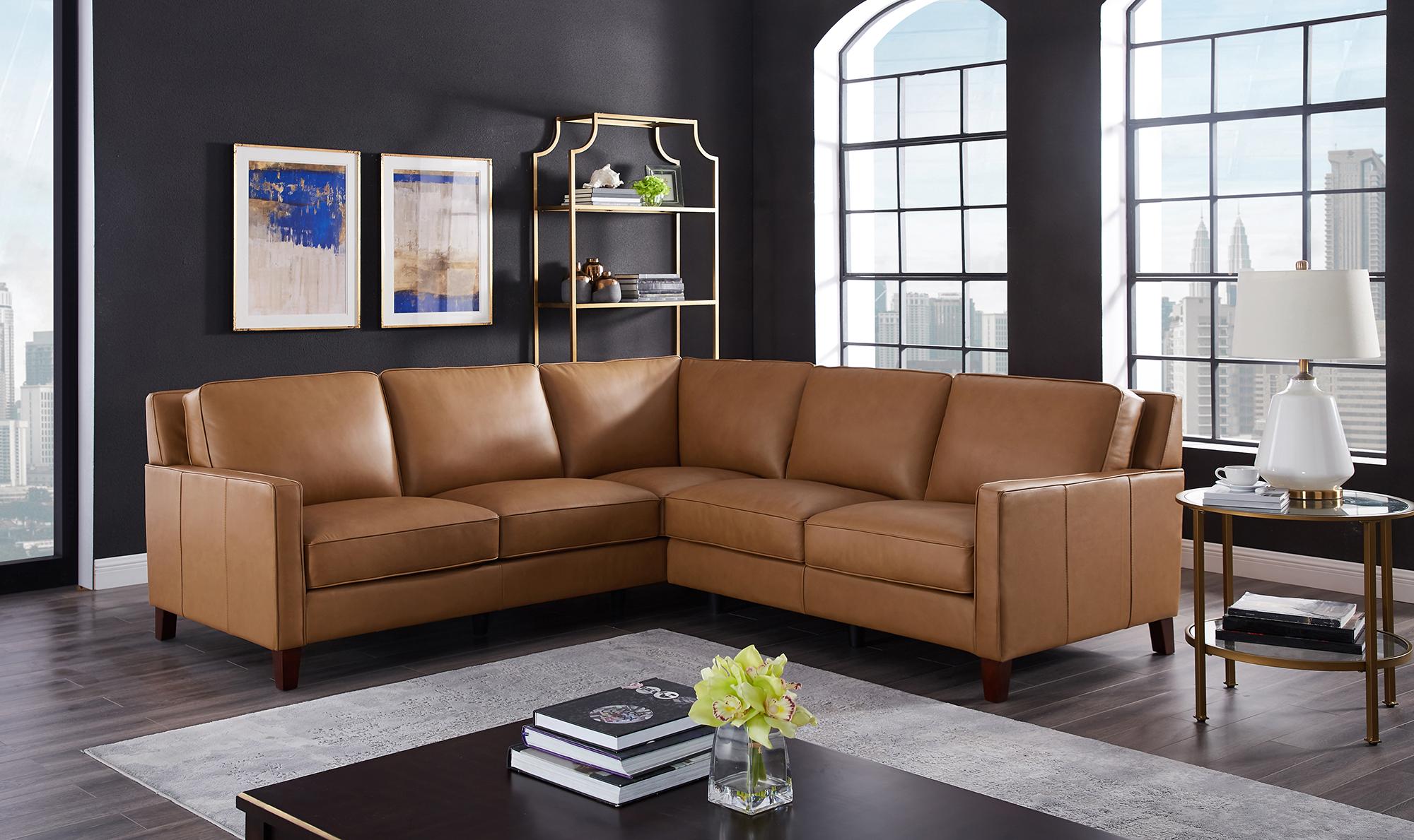 Traditional Sectional Sofa SAN FRANCISCO-6571SECT2563 SAN FRANCISCO-6571SECT2563 in Cognac Top grain leather
