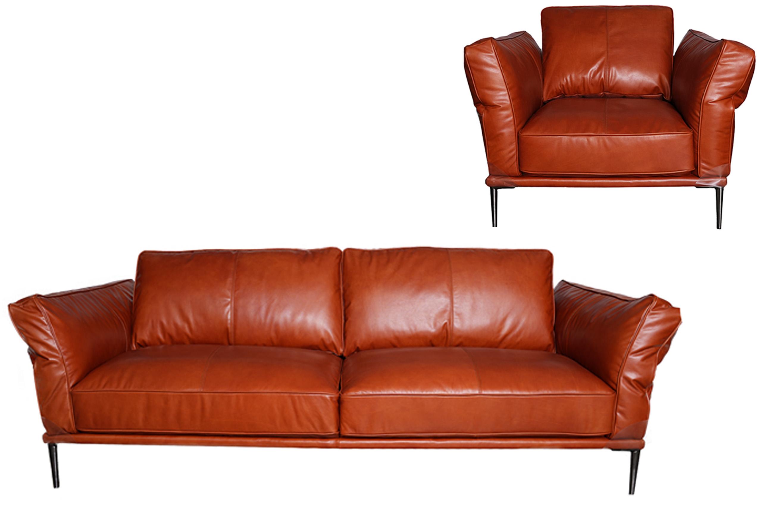 

    
Cognac Top Grain Leather Sofa & Chair Set 2 Bartz 597 Moroni Contemporary Modern
