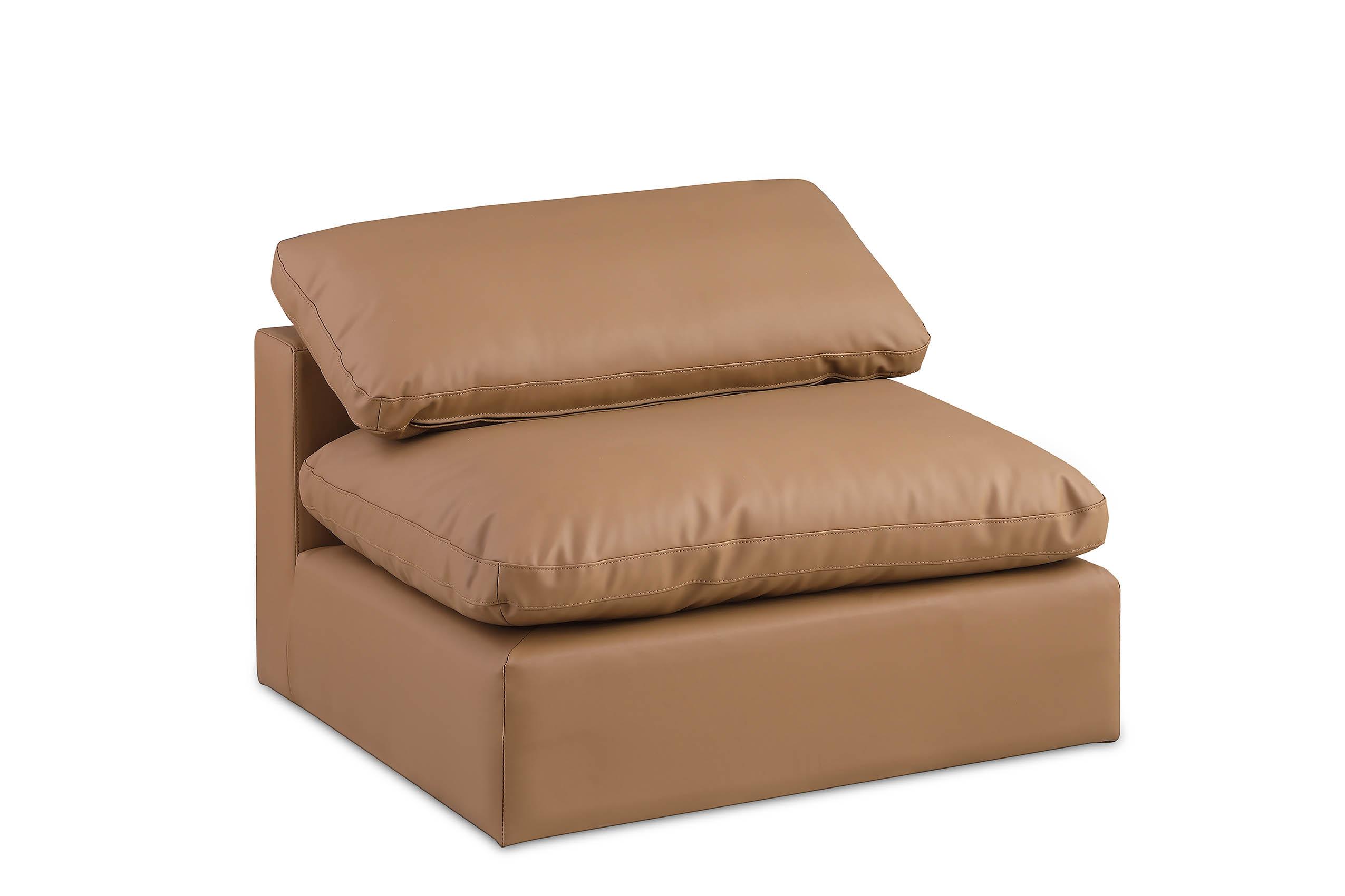 Contemporary, Modern Modular Armless Chair 188Cognac-Armless 188Cognac-Armless in Cognac Faux Leather