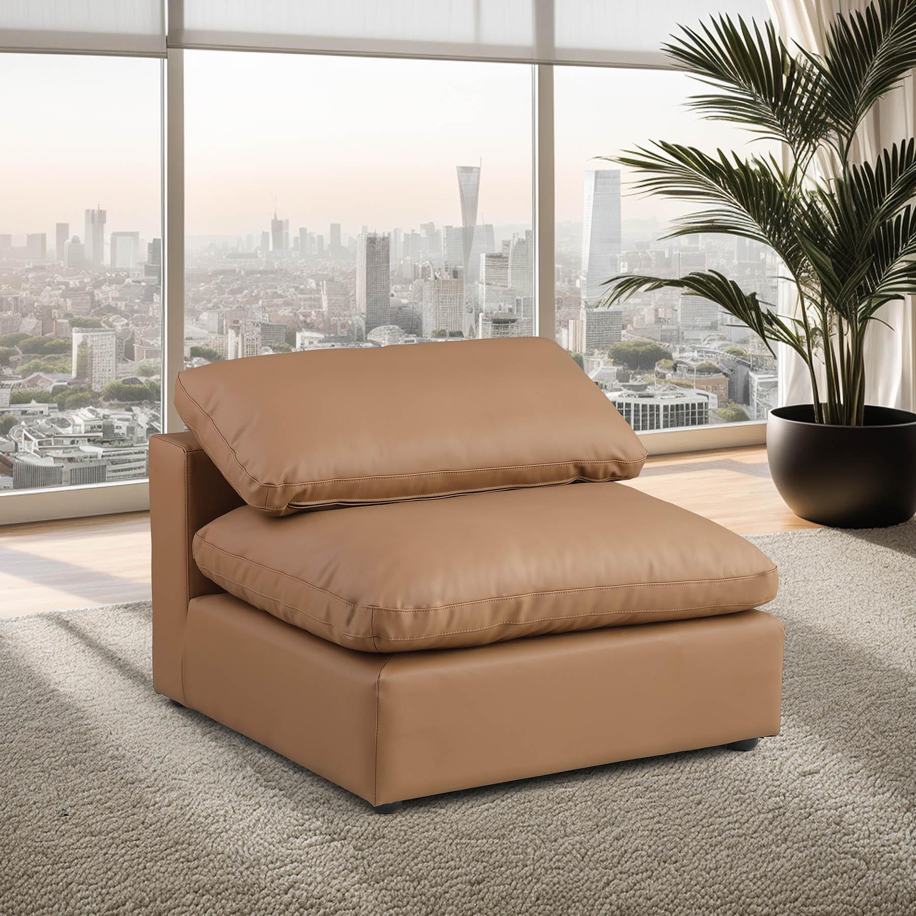 

    
Cognac Vegan Leather Armless Chair COMFY 188Cognac-Armless Meridian Modern

