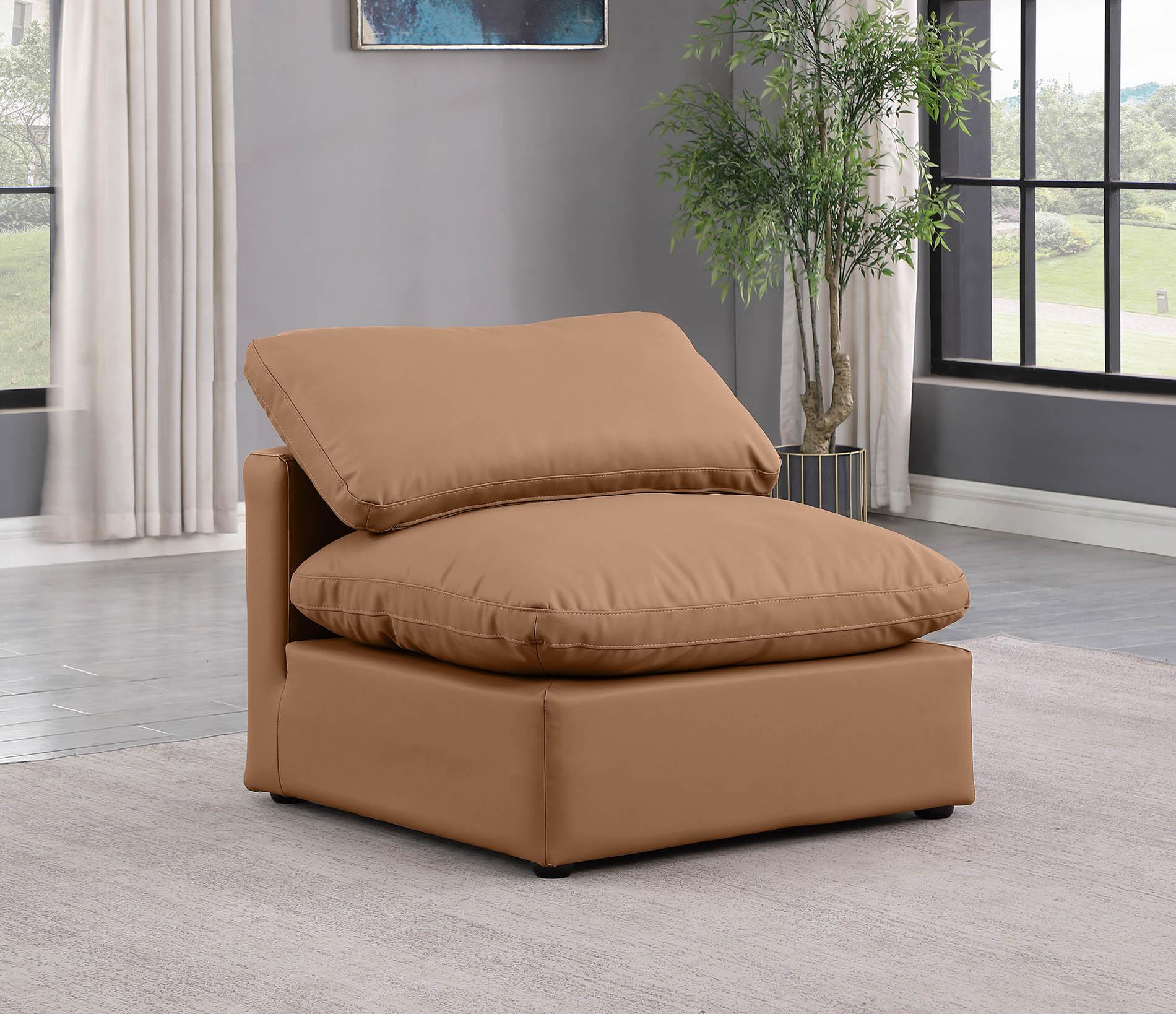 

    
Cognac Vegan Leather Armless Chair INDULGE 146Cognac-Armless Meridian Modern
