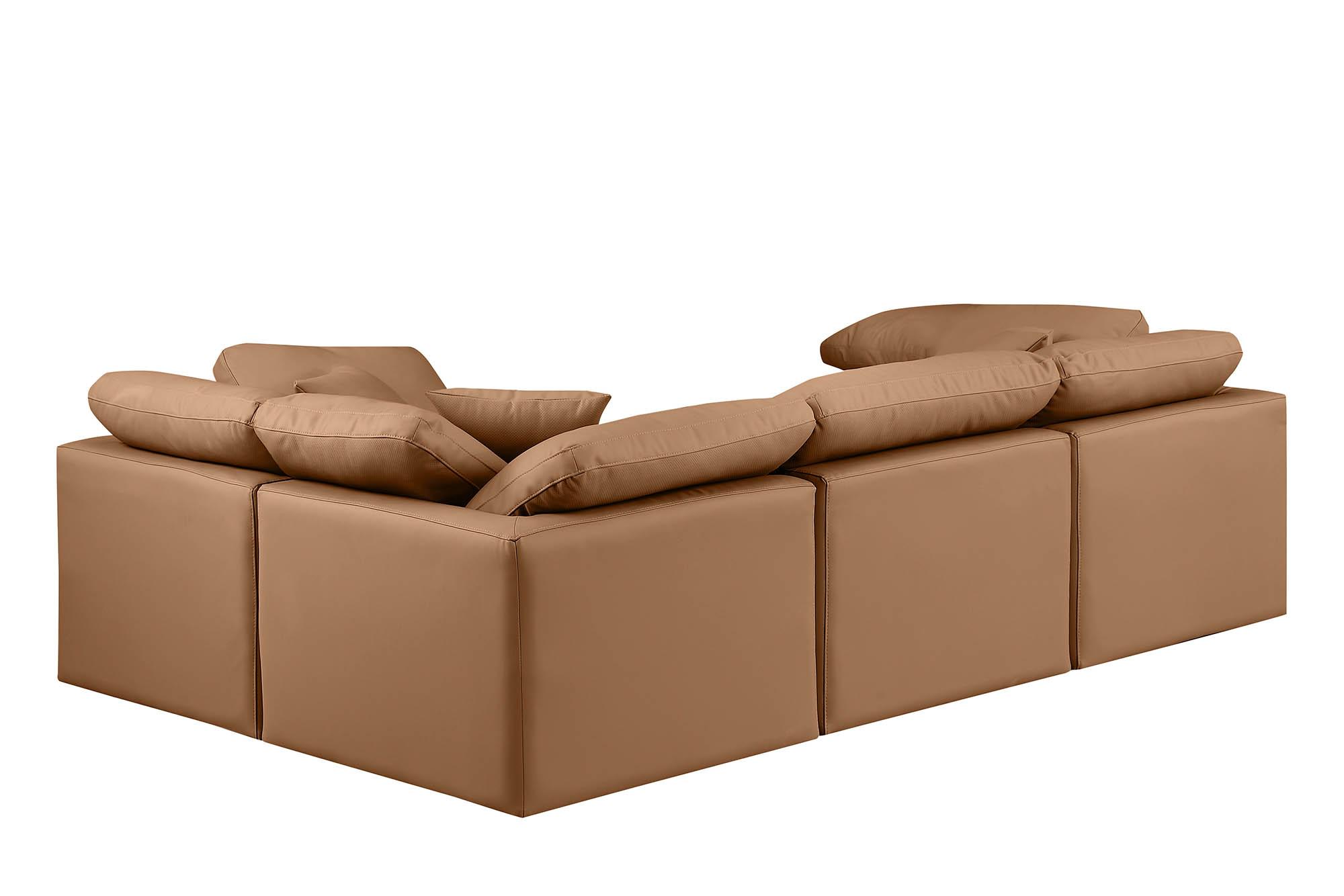 

        
Meridian Furniture INDULGE 146Cognac-Sec4C Modular Sectional Sofa Cognac Faux Leather 094308321813
