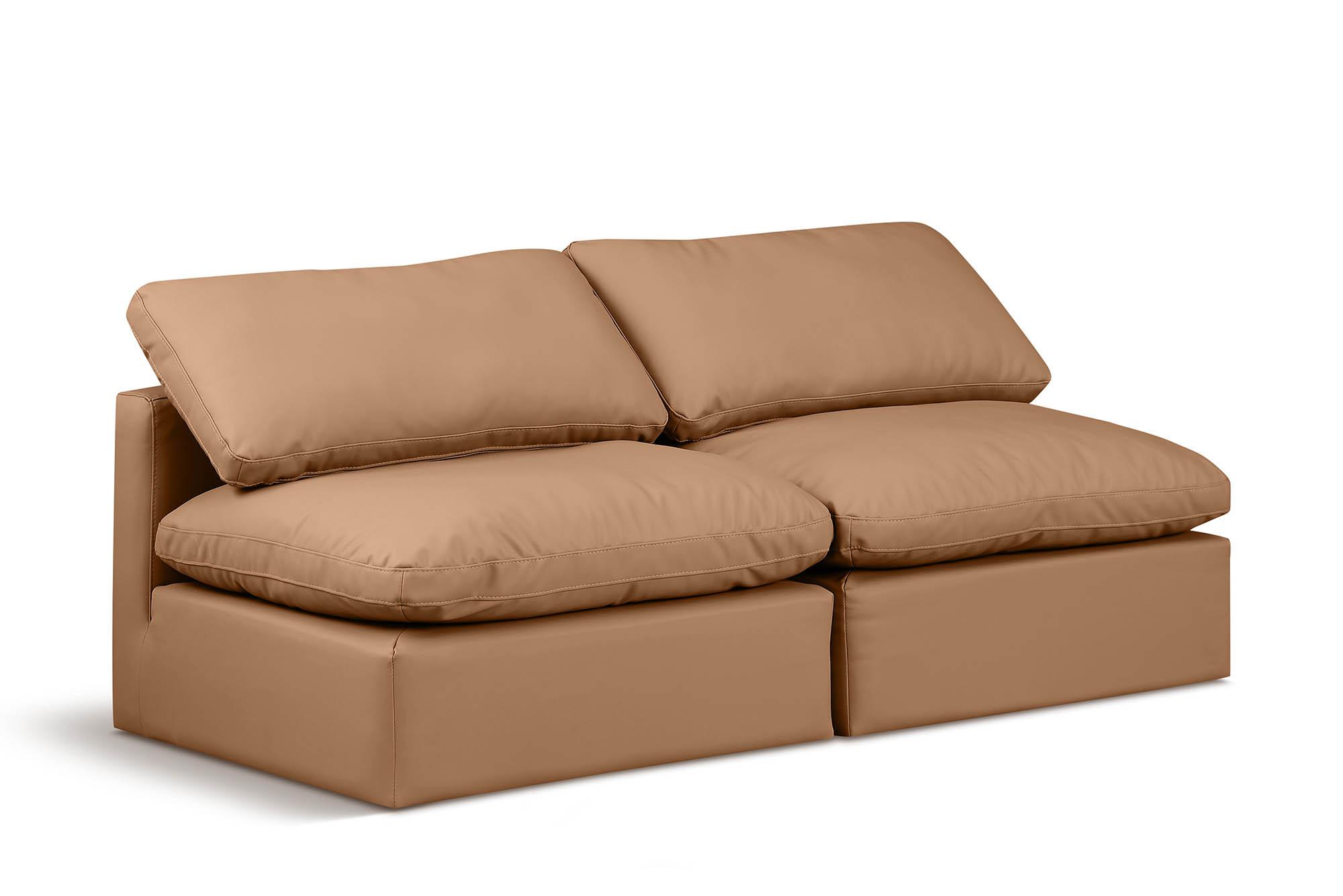 Contemporary, Modern Modular Sofa INDULGE 146Cognac-S2 146Cognac-S2 in Cognac Faux Leather