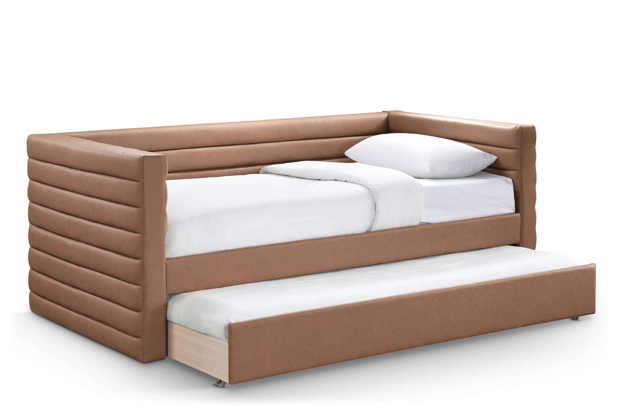 Contemporary, Modern Daybed BeverlyCognac-T BeverlyCognac-T in Cognac Faux Leather