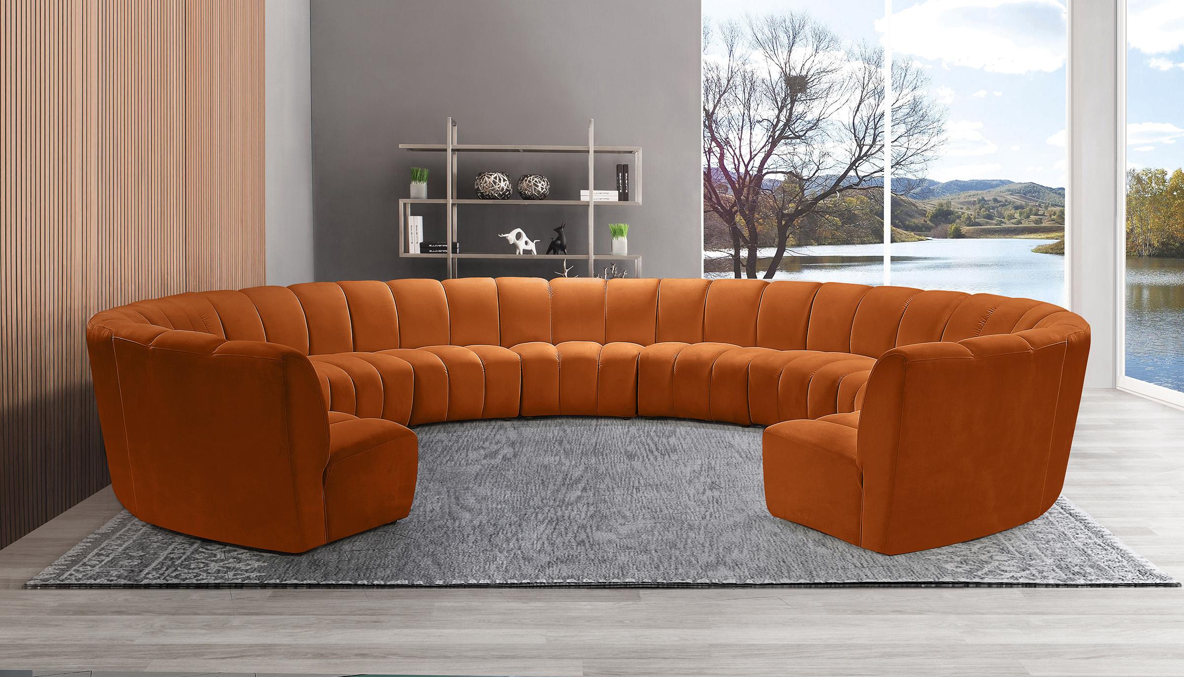 

    
Cognac Velvet Modular Sectional Sofa INFINITY 638Cognac-11PC Meridian Modern
