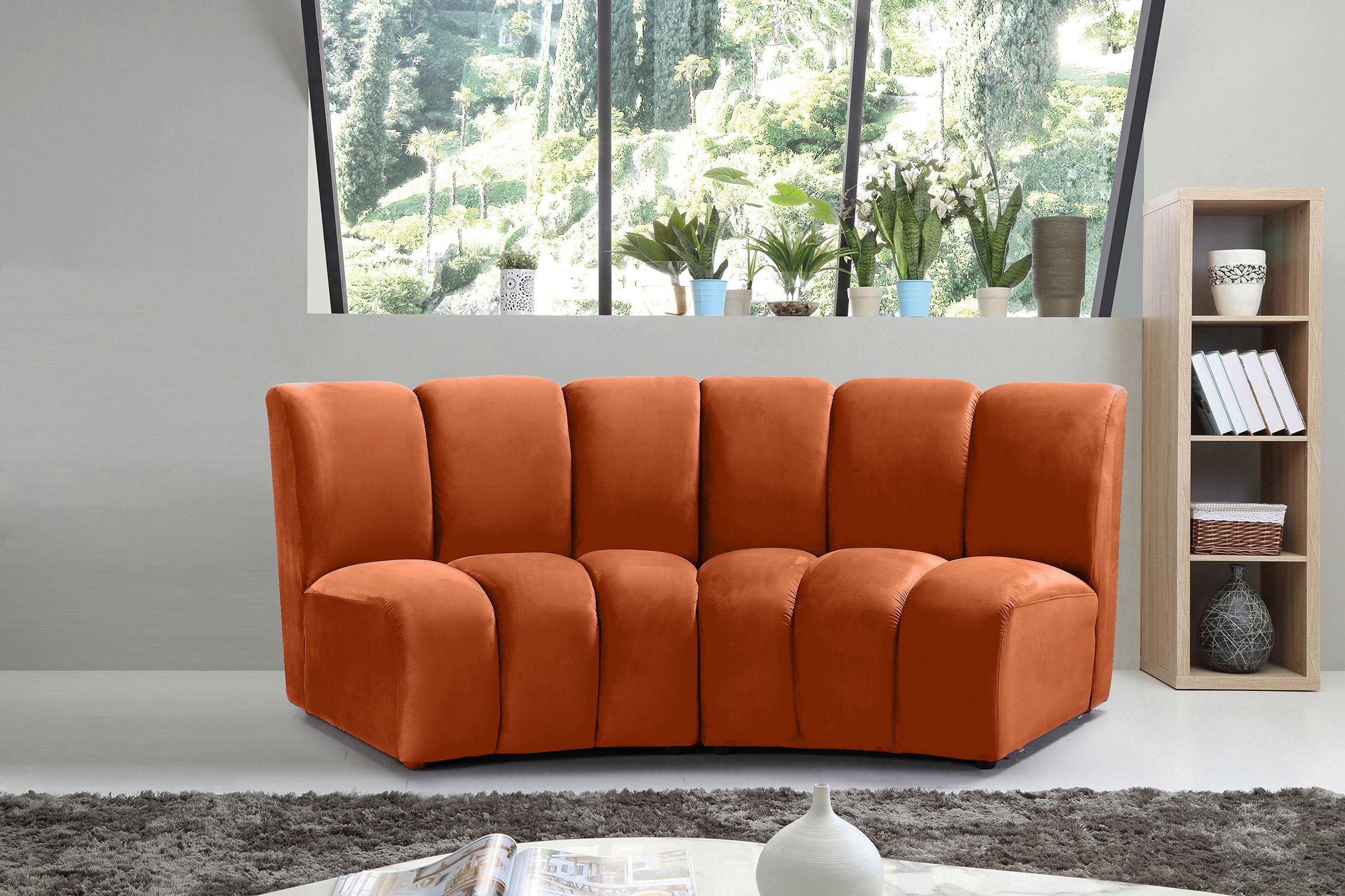 

    
Cognac Velvet Modular Sectional Sofa INFINITY 638Cognac-2PC Meridian Modern
