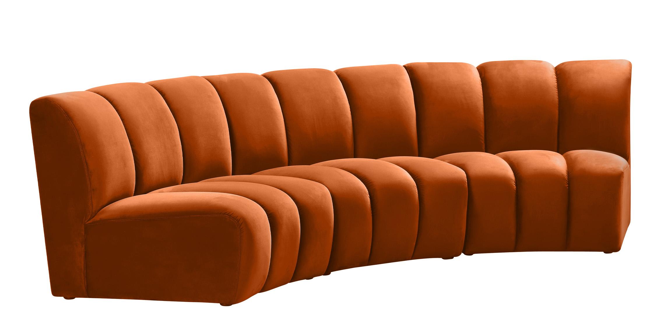

        
Meridian Furniture INFINITY 638Cognac-3PC Modular Sectional Sofa Cognac Velvet 753359801698
