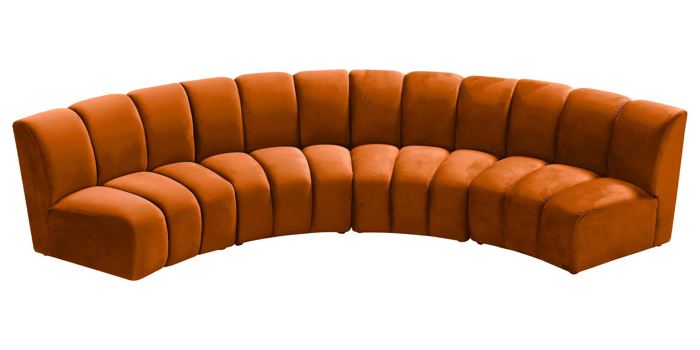 

    
Cognac Velvet Modular Sectional Sofa INFINITY 638Cognac-4PC Meridian Modern
